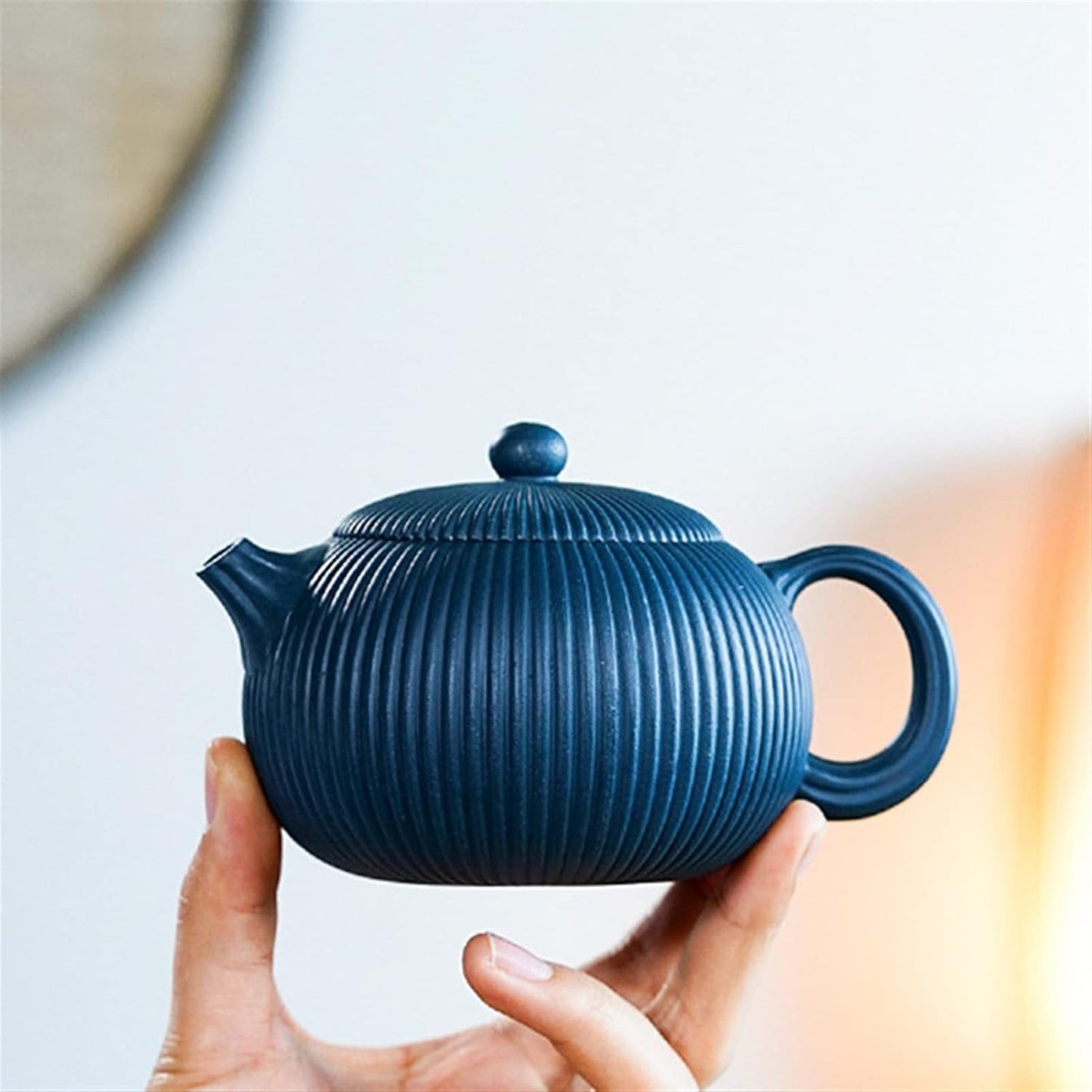Tea Kettle 250ML Small Zisha Teapot Handmade Striped Xishi Teapot with Filter Loose Leaf Teapot Gift Tea Set Loose Leaf Tea Maker
