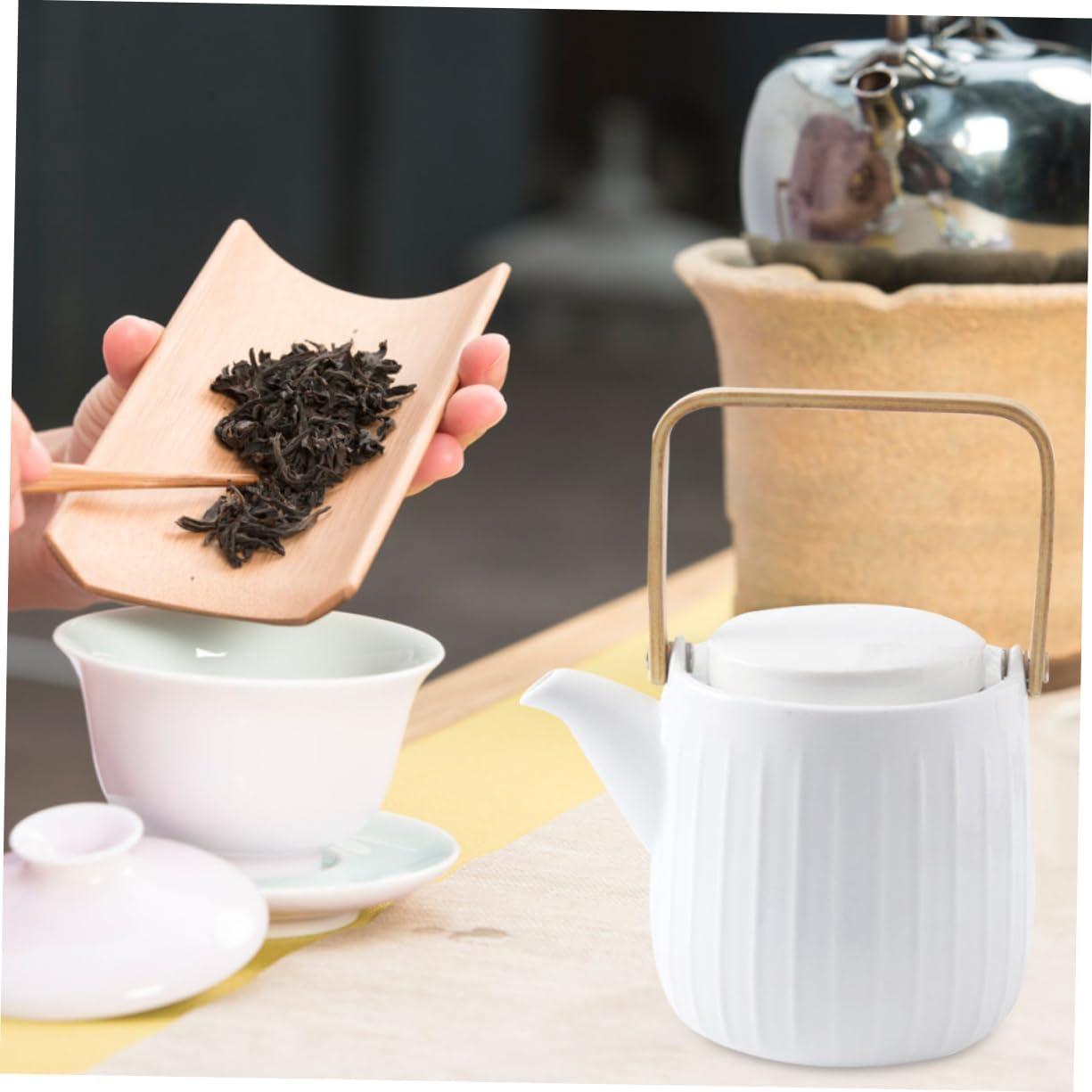 MAGICLULU 1 Set Ceramic Teapot Porcelain Teapot with Cup Chinese Kungfu Teapot Cup Filter Teapot Stovetop Tea Kettle Ceramic Tea Cup Zisha Tea Pot Tea Blooming Pot Simple Office Heater Wood