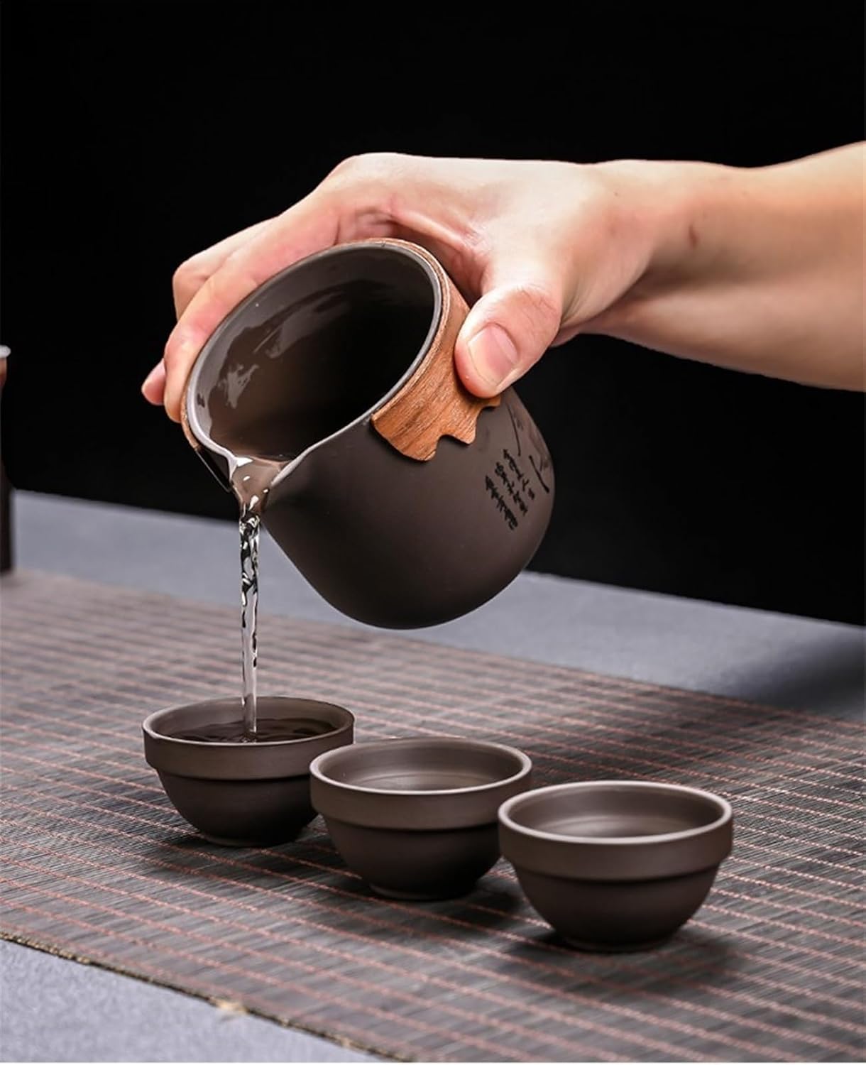 Chinese/Japanese Tea Set Purple Sand Travel Teaset Portable Teapot Set Outdoor Travel Gaiwan Tea Cups of Tea Ceremony Teacup Fine Gift Kung Fu Tea Set Portable Teapot Set Tea Gift set