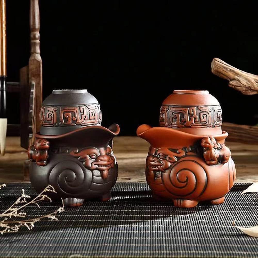 Handmade Ceramic Teapot Set, Zisha Kungfu Porcelain Teapot, Purple Clay Tea Sets, Tea for one