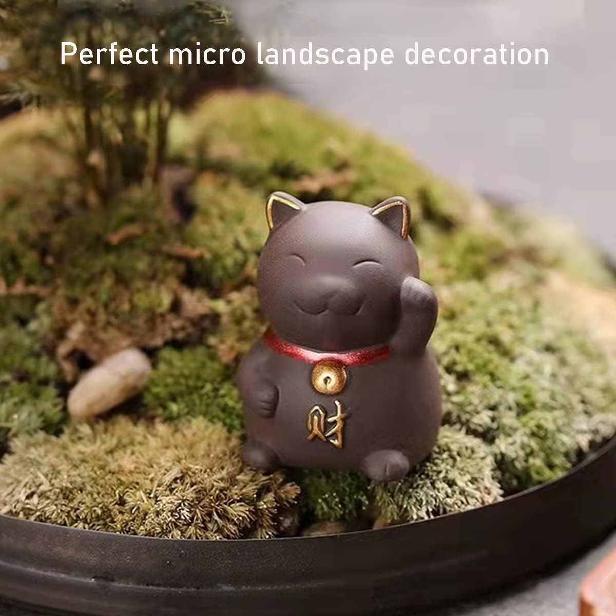 LYART Zisha Tea Pet Angry Unhappy Cat Bat Figurine, Cute Kung Fu Tea Ornament Accessories of Frog Tea Set, Decoration for Tea