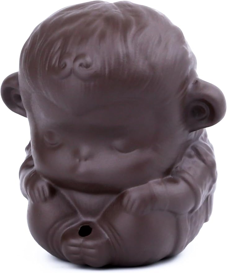 Purple Clay Chinese Tea Pet, Zisha Figurine Ornament for Chinese Tea Ceremony, Kungfu Tea Pets for Tea Room/Tea House(Monkey)