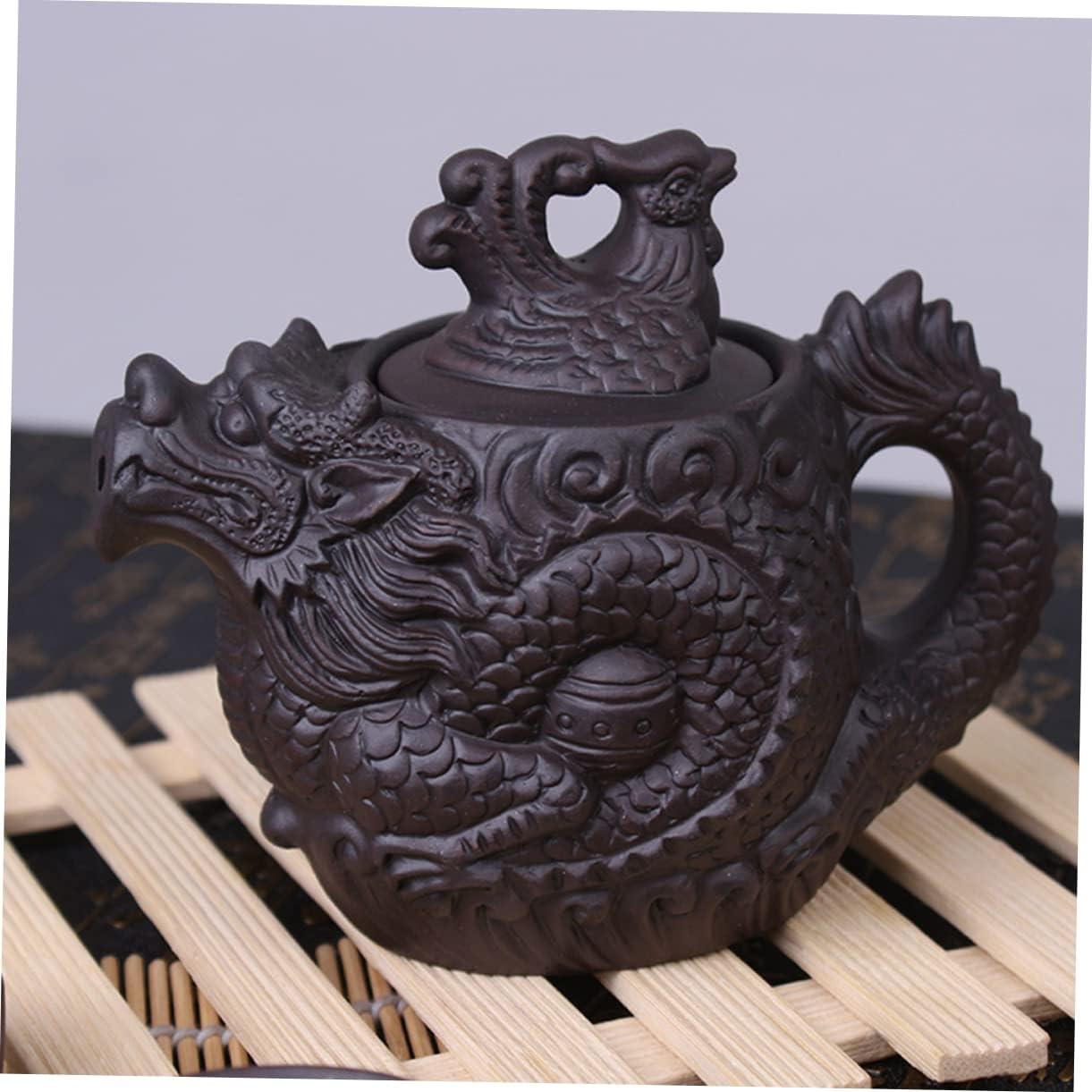GRIRIW Dragon Phoenix Purple Clay Teapot 510 Zisha Teapot Tea Maker Kettle Teapot Warmer Porcelain Kettle Tea Pot Dragon Teapot Loose Tea Teapots Boiling Water Pot Travel Mini