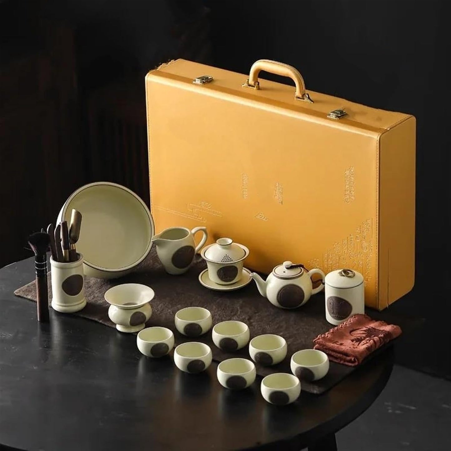 Afternoon Tea Set Teaware Set Gift Box Ruyao Ceramics Household Kung Fu Teaware Set Tea Pot Tea Cup Tea Plate Tea Set for Adults (Color : A)