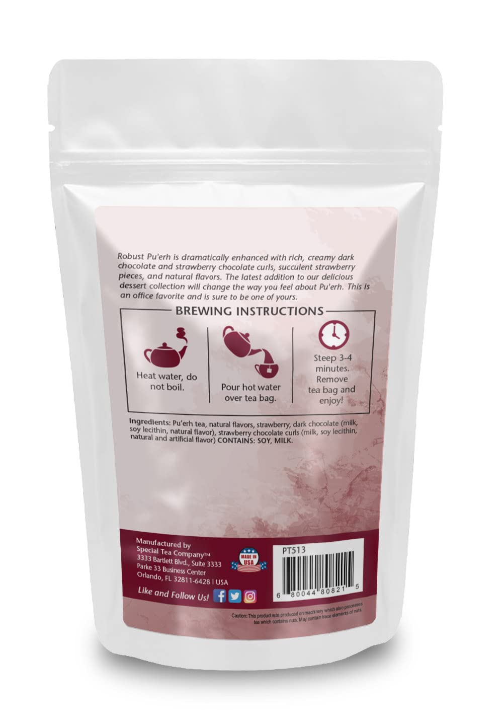 Special Tea Chocolate Covered Strawberry Pu-erh Tea, 20 Tea Bags