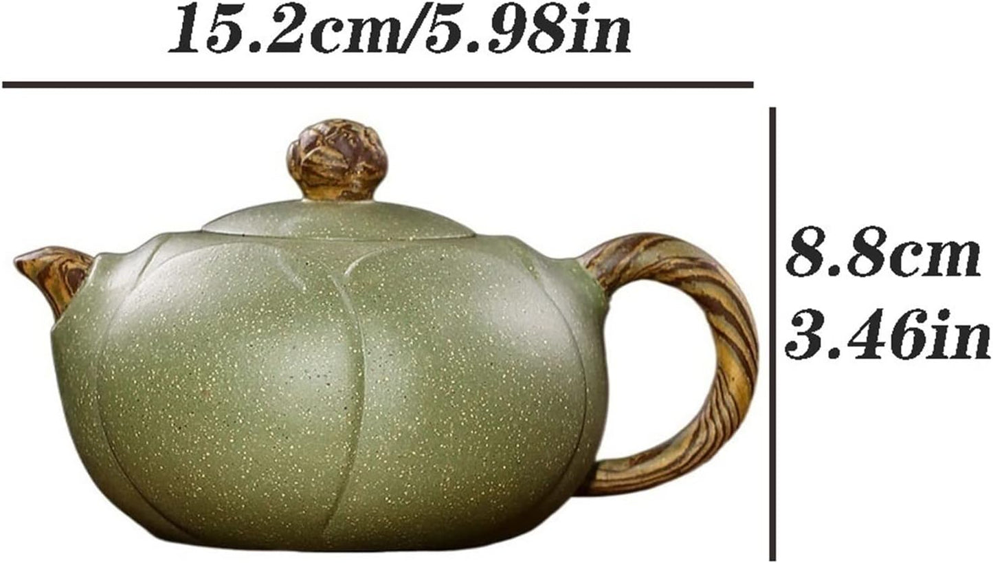 Tea Kettle Stovetop Chinese Teapot Zisha Teapot Handmade Lotus Shaped Teapot Office Tea Set Ceramic Flower Teapot Kettle (A 330ml)