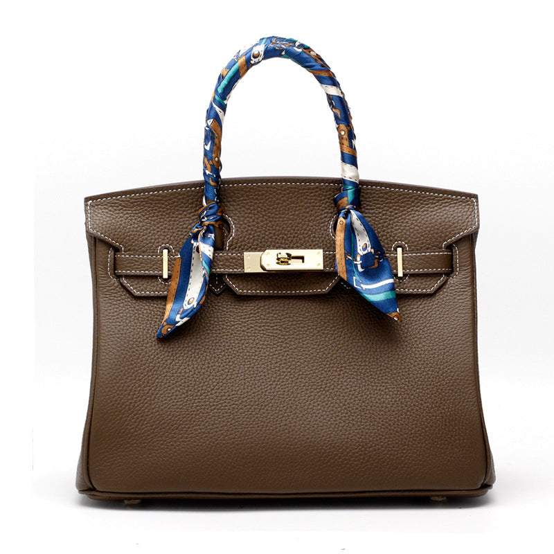 Premium Pebbled Leather Birkin-Inspired Tote Bag for Women, Genuine Leather Shoulder Crossbody Top-Handle Handbag with Spacious Design, Everyday Purse