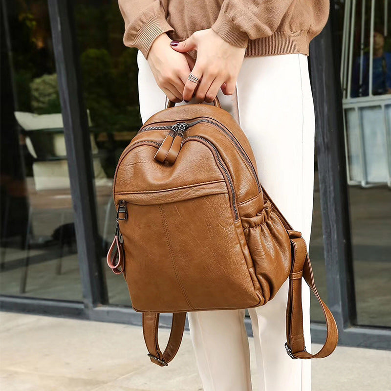 Genuine Cowhide Multifunctional Backpack for Women, Practical Fashionable Travel Daypack, Versatile Leather Bag for Ladies
