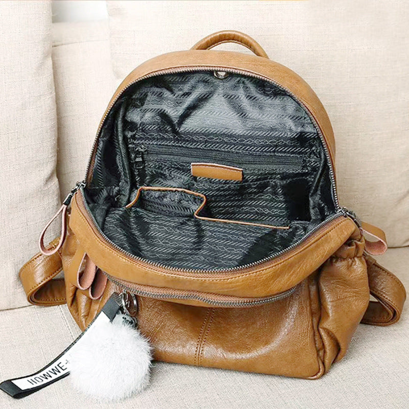 Genuine Cowhide Multifunctional Backpack for Women, Practical Fashionable Travel Daypack, Versatile Leather Bag for Ladies
