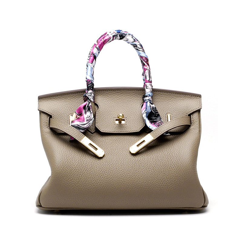 Premium Pebbled Leather Birkin-Inspired Tote Bag for Women, Genuine Leather Shoulder Crossbody Top-Handle Handbag with Spacious Design, Everyday Purse
