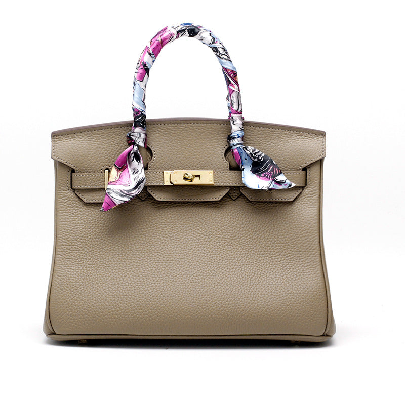 Premium Pebbled Leather Birkin-Inspired Tote Bag for Women, Genuine Leather Shoulder Crossbody Top-Handle Handbag with Spacious Design, Everyday Purse