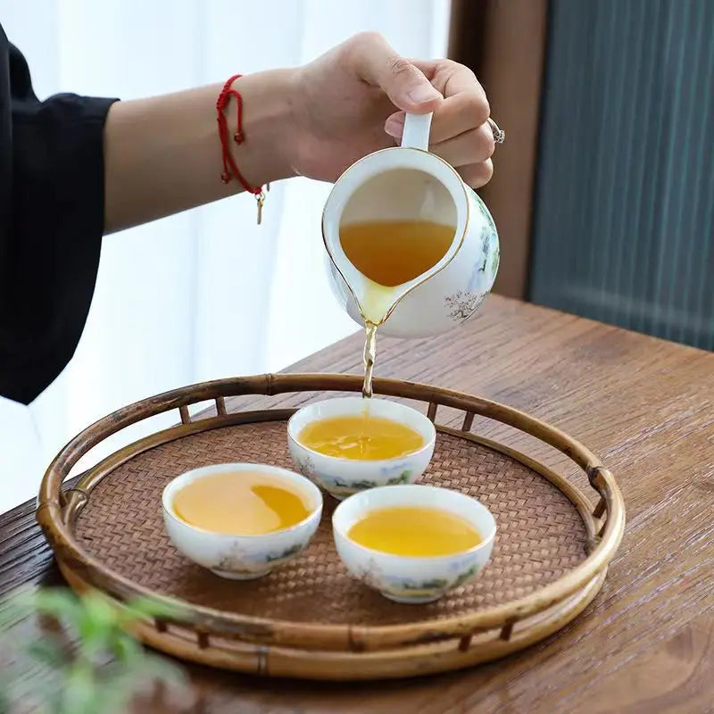 6pcs Ceramic Tea Cup Set Exquisite White Porcelain Tea Set Kung Fu Tea Ceremony Accessories Chinese Bowl Cup for Coffee Teacups