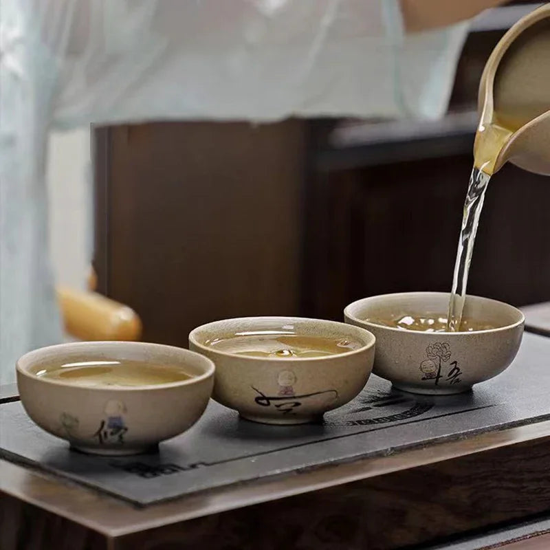6pcs Coarse Pottery Tea Cup Chinese Tea Set Ceramic Cups and Mugs Teapots to Boil Water Samovar Gaiwan Teapot Shu Puer Teaware