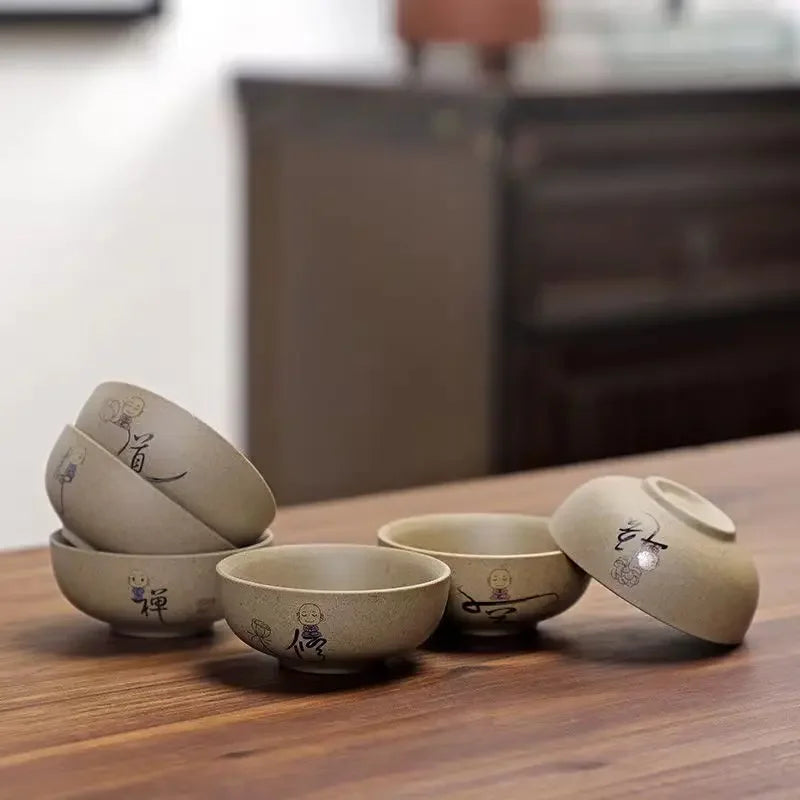 6pcs Coarse Pottery Tea Cup Chinese Tea Set Ceramic Cups and Mugs Teapots to Boil Water Samovar Gaiwan Teapot Shu Puer Teaware