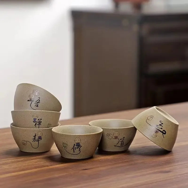 6pcs Coarse Pottery Tea Cup Chinese Tea Set Ceramic Cups and Mugs Teapots to Boil Water Samovar Gaiwan Teapot Shu Puer Teaware
