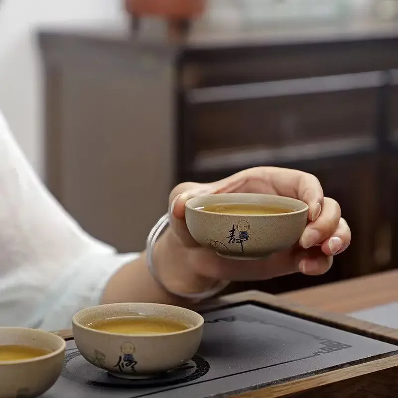 6pcs Coarse Pottery Tea Cup Chinese Tea Set Ceramic Cups and Mugs Teapots to Boil Water Samovar Gaiwan Teapot Shu Puer Teaware