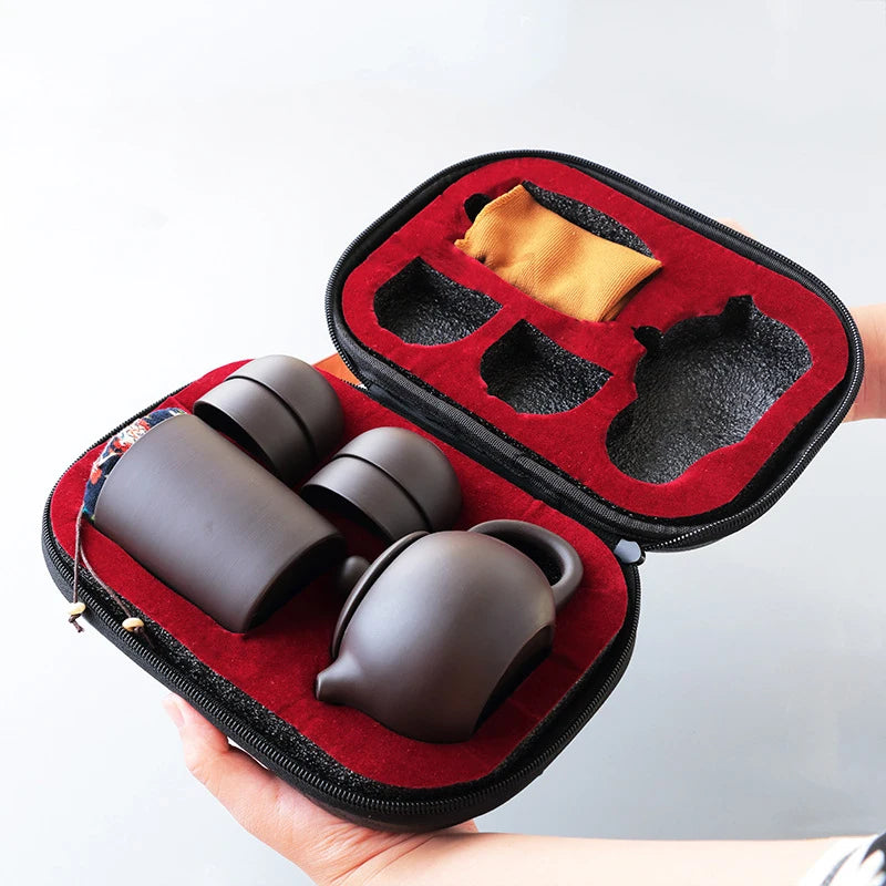 6pcs Tea Sets gaiwan Exquisite Purple sand tea set Include 4 cups 1 tea pot, Kung Fu Tea Cup Unique tea ceremony Travel Portable