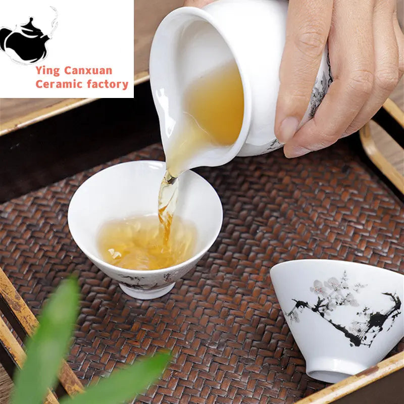 6pcs/set Jingdezhen White Porcelain Teacup Travel Portable Tea Cup Small Tea Bowl Boutique Ceramic Tea Set Household Drinkware