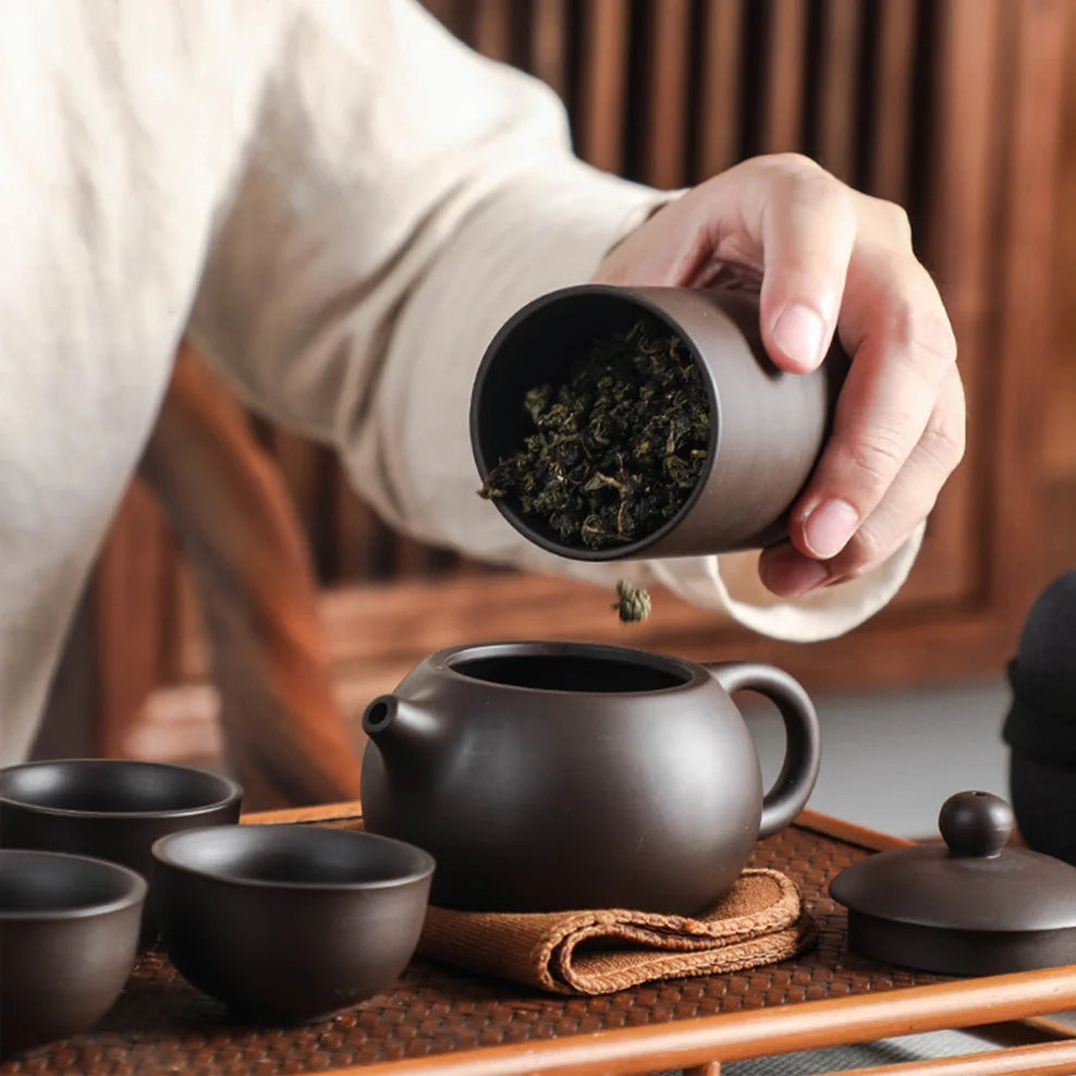 7 PC-Set Purple Clay Travel Tea Set One Teapot Four Cups Car Make Tea Pot Teaware WithTea Tins Portable Kung Fu Tea Set For Gift