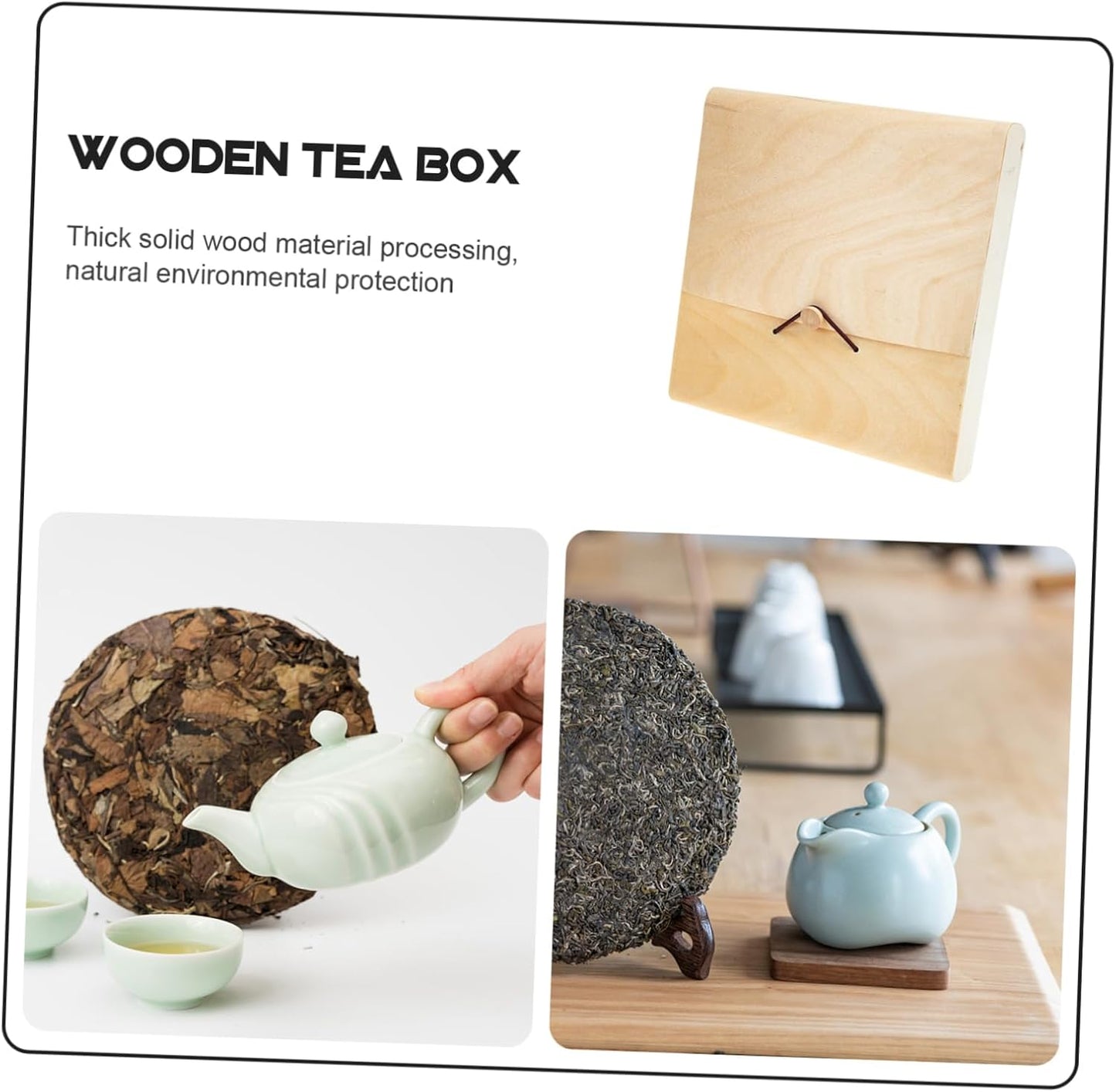 OKUMEYR Tea Cake Box Gift Containers Compressed Puerh Tea Storage Loose Tea Container Tea Leaf Case Tea Bag Case Tea Chest Table Top Display Stand Wooden Tea Storage Case Compartment China