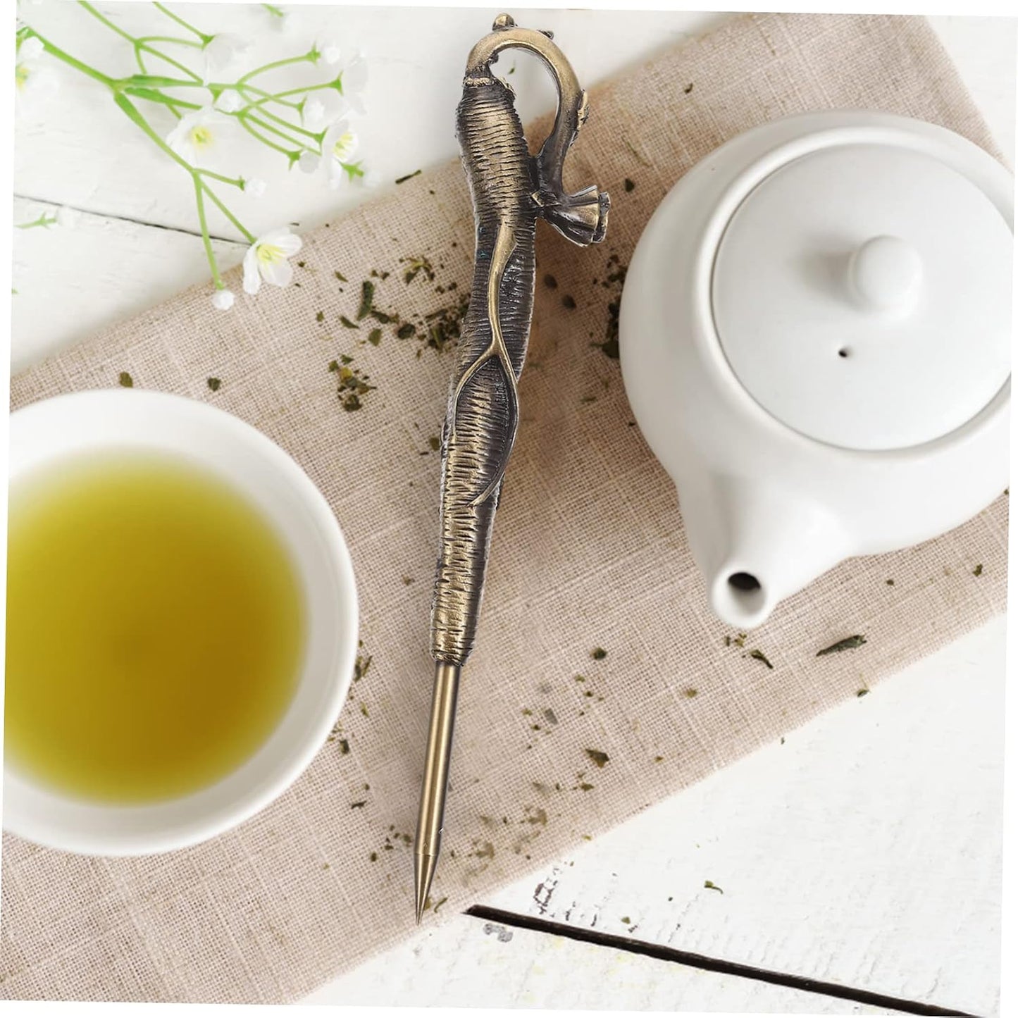 BRIGHTFUFU Pu'er Tea Tea Pry Tea Cone Wood Tea Knives Ice Brick Tea Prying Puerh Pick Puerh Tea Tool Tea Tong Tea Drinking Needle Puer Tea Cutter Tea Cutters Portable Alloy Metal