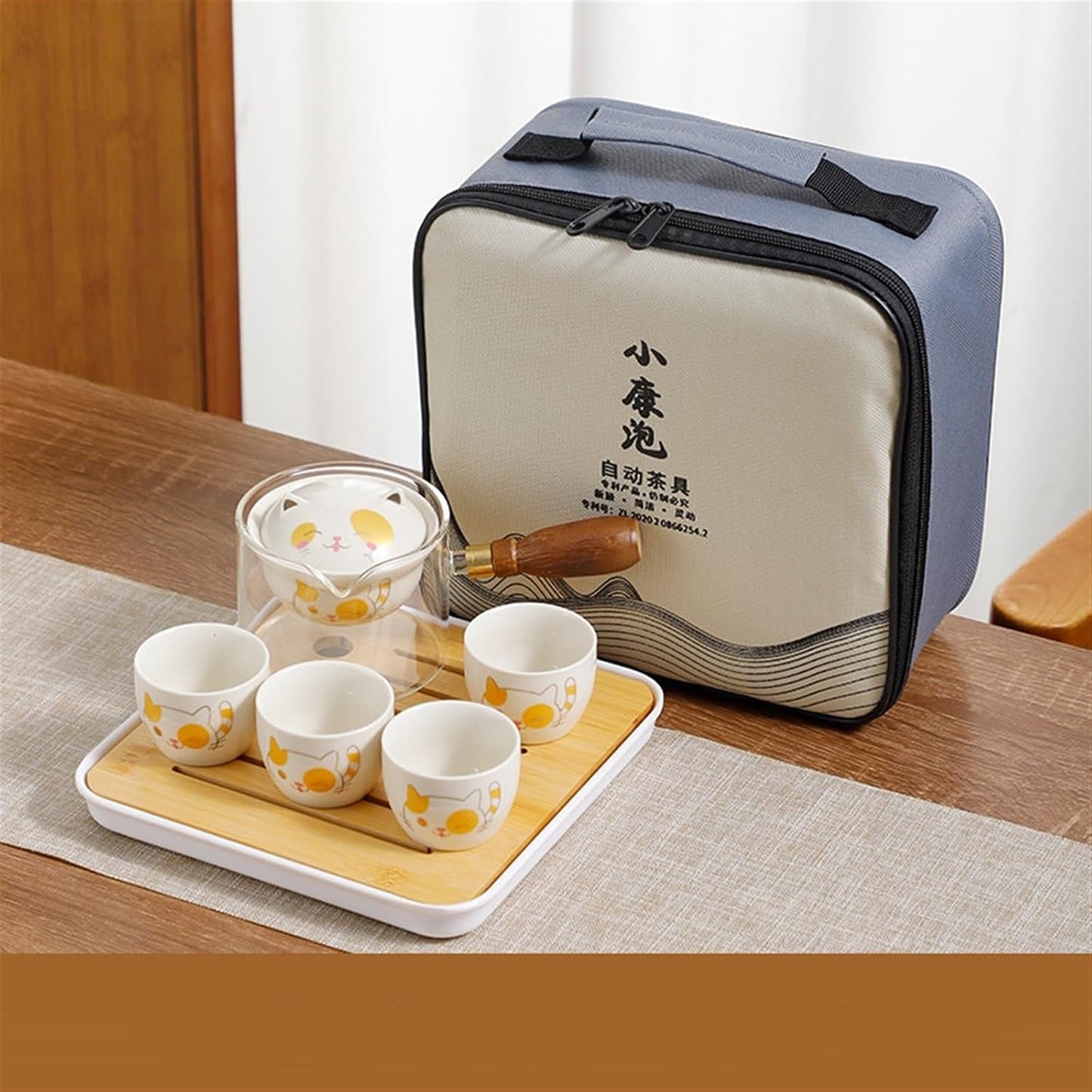 Chinese/Japanese Tea Set Portable Glass Ceramic Chinese Kung Fu Tea set Travel Tea Set Teaware Sets Teapot For Tea Teapot Tea Cup Set Tea Maker Infuser Portable Teapot Set Tea Gift set (Size : A pot