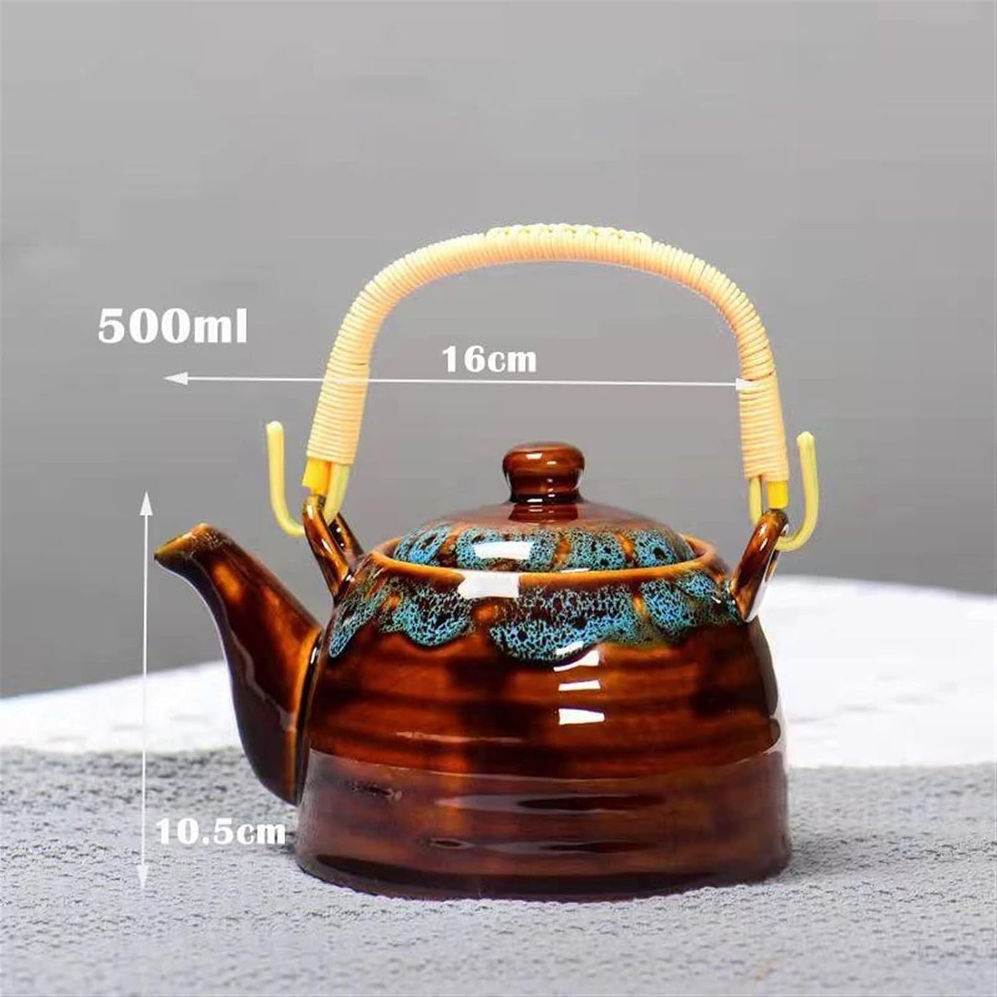 Afternoon Tea Set Creative Kiln Transformed Chinese Teapot 900ml Puer Tea Pot Set Heated Kettle Teaware Teapots Cup Mug Service Ceremony Clay Bar Tea Set For Adults (Color : A)
