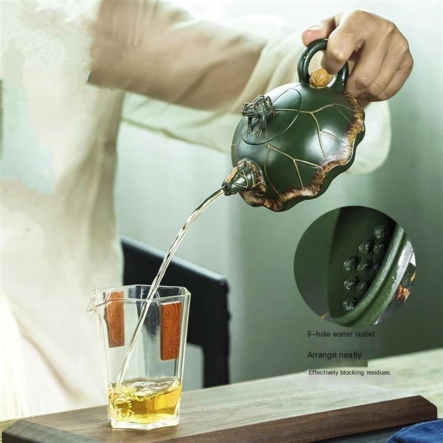 Afternoon Tea Set Handmade Yixing Clay Teapot Bean Green Sand Green Kung Fu Tea Set Chinese Teapot 300ml Tea Set for Adults