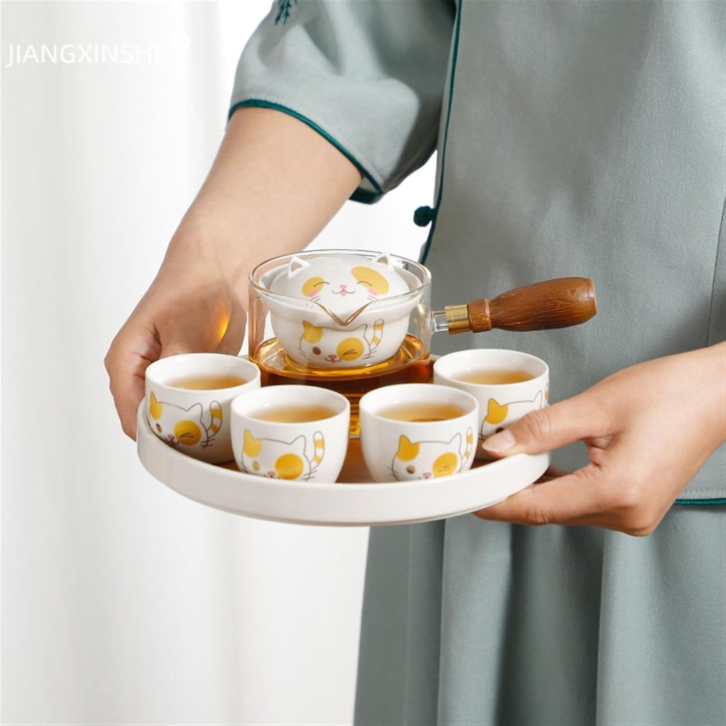 Chinese/Japanese Tea Set Portable Glass Ceramic Chinese Kung Fu Tea set Travel Tea Set Teaware Sets Teapot For Tea Teapot Tea Cup Set Tea Maker Infuser Portable Teapot Set Tea Gift set (Size : A pot