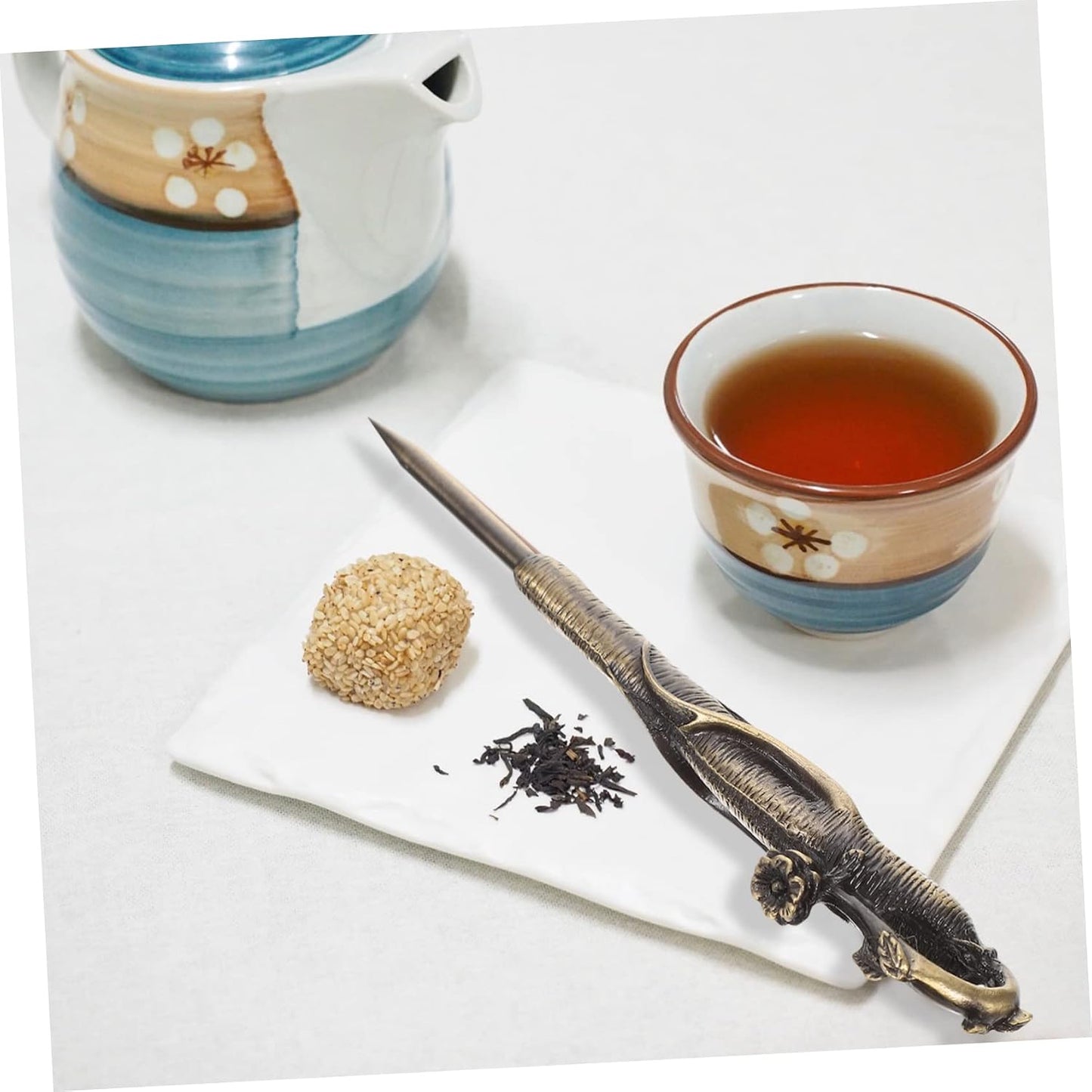 BRIGHTFUFU Pu'er Tea Tea Pry Tea Cone Wood Tea Knives Ice Brick Tea Prying Puerh Pick Puerh Tea Tool Tea Tong Tea Drinking Needle Puer Tea Cutter Tea Cutters Portable Alloy Metal