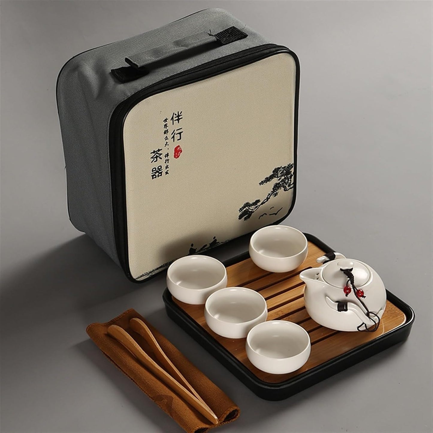 Chinese/Japanese Tea Set New Chinese Tea Gift Travel Tea Set Kung Fu Tea Set Portable Teapot Porcelain Teaset Gaiwan Tea Cups of Tea Ceremony Tea Tool Portable Teapot Set Tea Gift set (Size : White 3