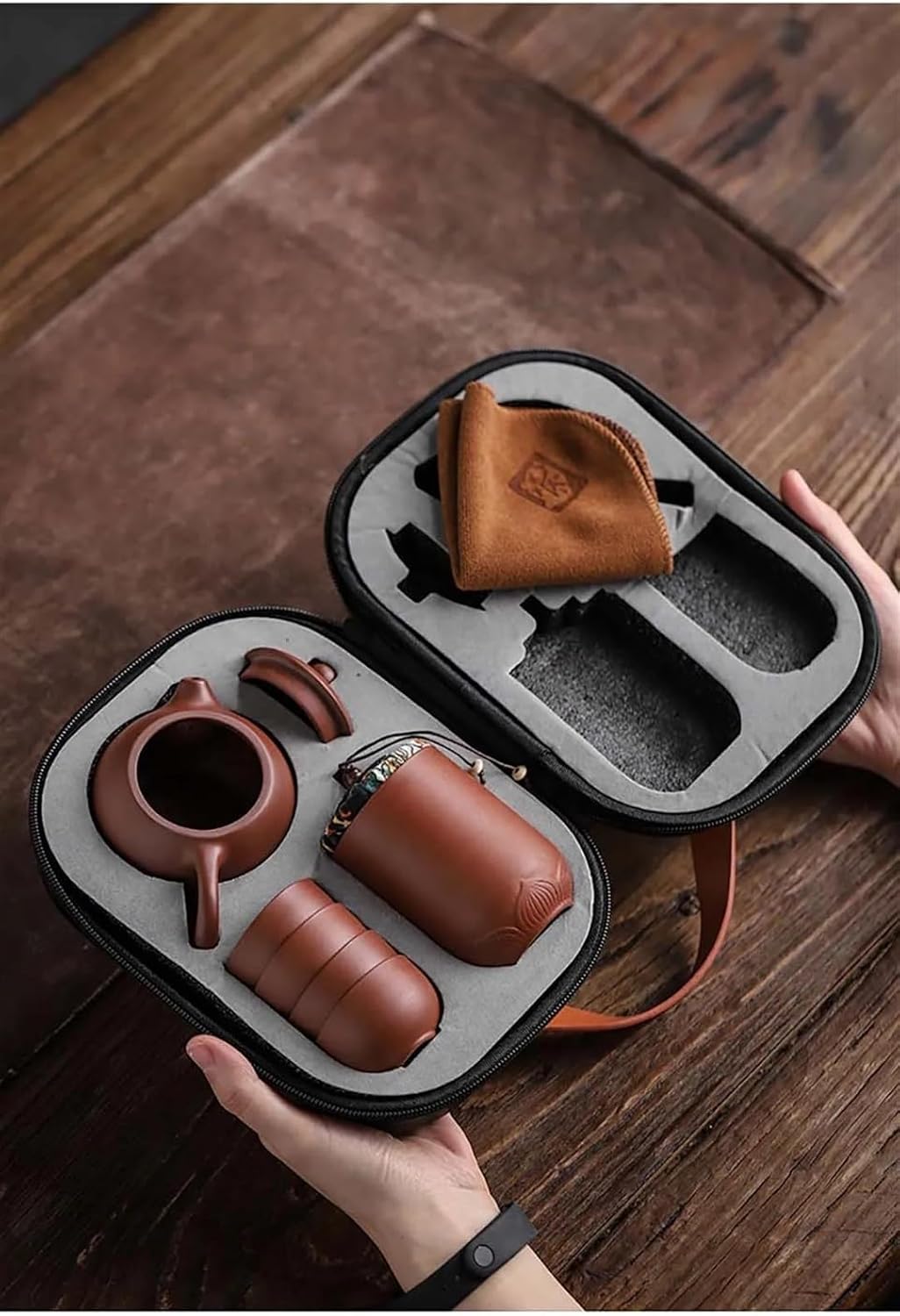 Afternoon Tea Set Purple Sand Tea Cup Ceramic Portable Teapot Set Outdoor Travel Gaiwan Tea Cup of Ceremony Teacup Fine Gift Kung Fu Tea Set Tea Set for Adults