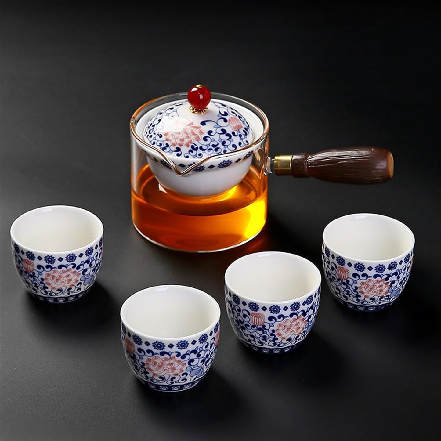 Chinese/Japanese Tea Set Portable Glass Ceramic Chinese Kung Fu Tea set Travel Tea Set Teaware Sets Teapot For Tea Teapot Tea Cup Set Tea Maker Infuser Portable Teapot Set Tea Gift set (Size : A pot