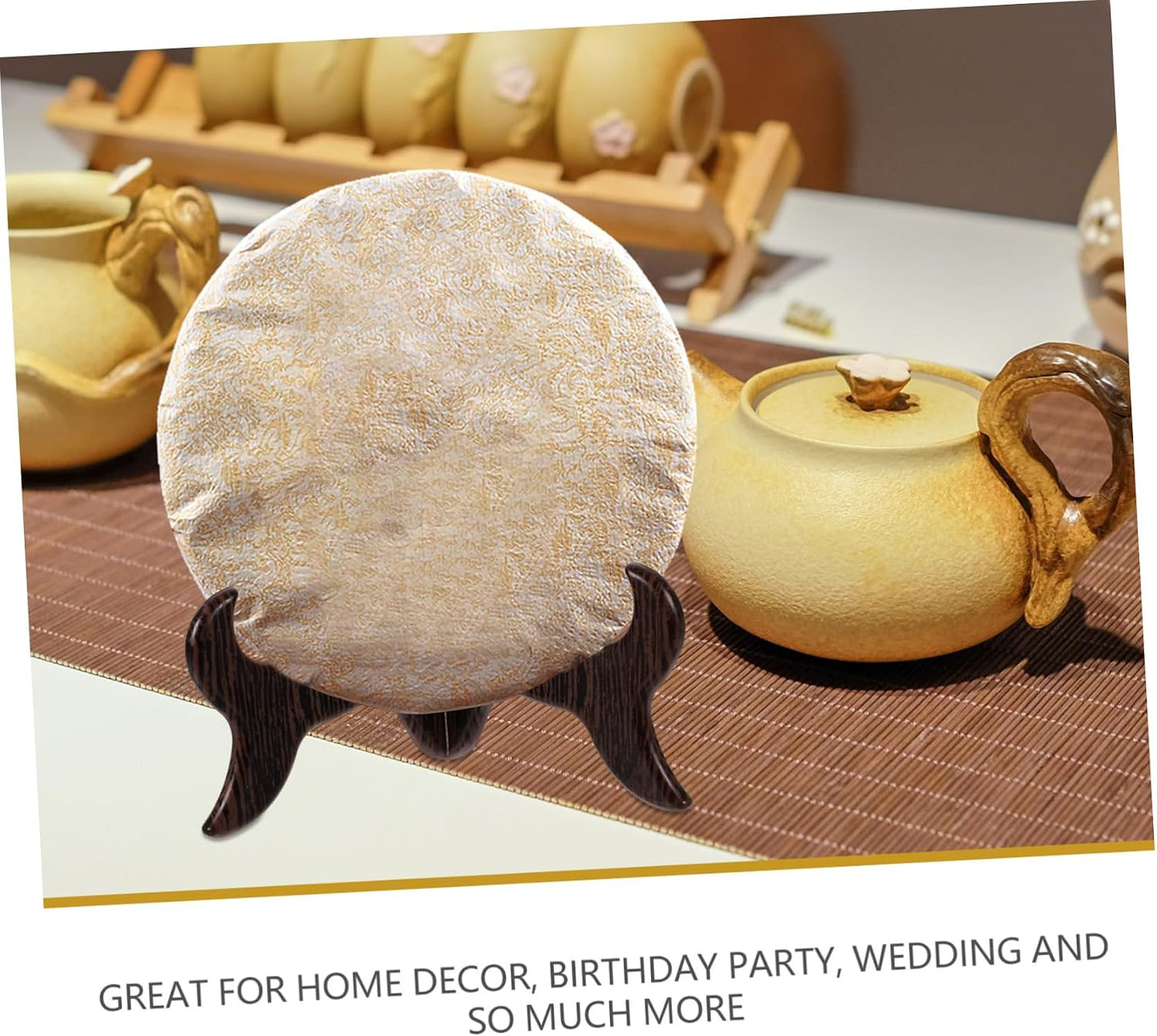 LIFKICH Ornament Rack Puer Tea Cake Holder Display Holder Fish Bowl Stand Puer Tea Cake Shelf Pu Erh Tea Organizer Tea Cake Tray Puer Tea Cake Bracket Tray Frame Resin Tea Rack Seven Cakes