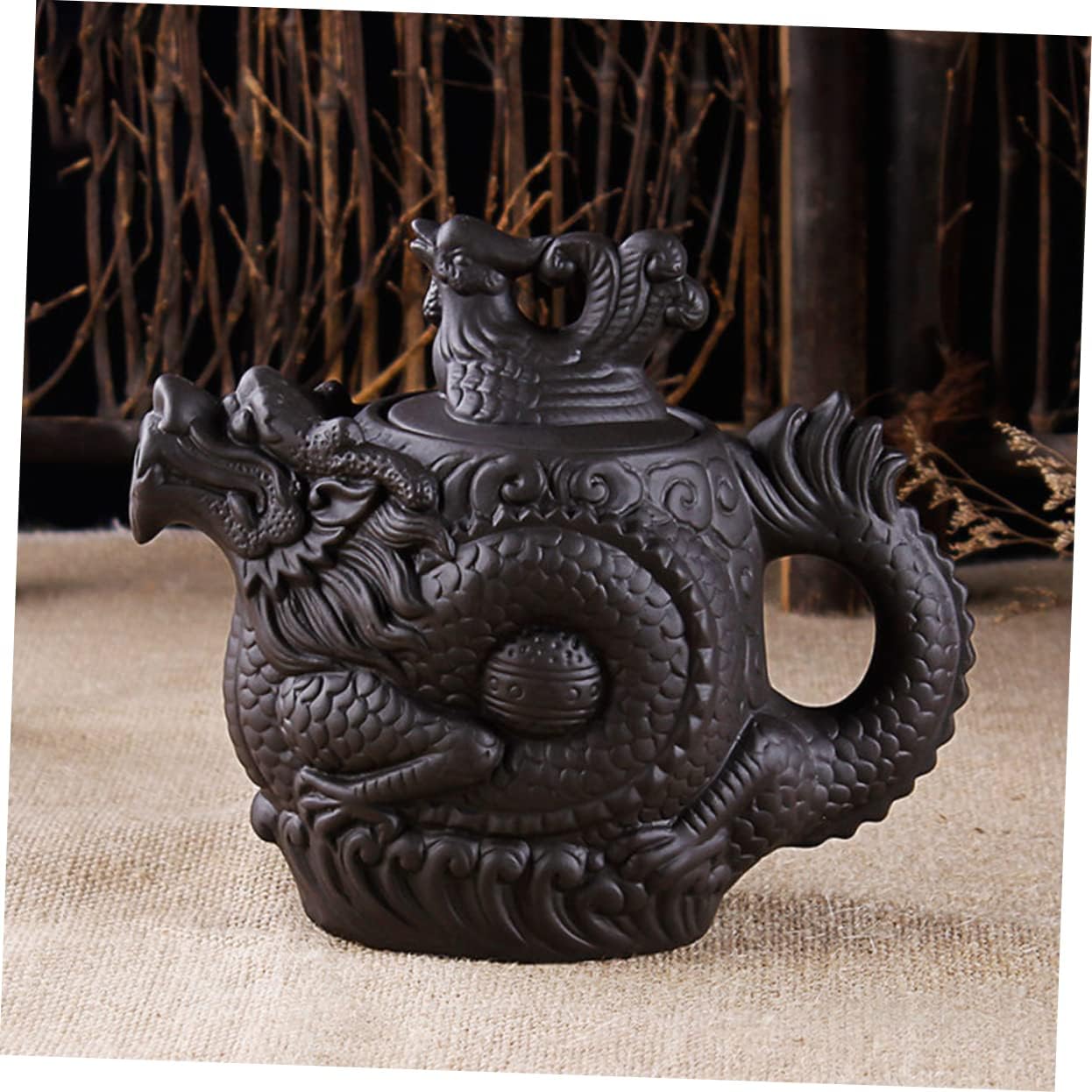 GRIRIW Dragon Phoenix Purple Clay Teapot 510 Zisha Teapot Tea Maker Kettle Teapot Warmer Porcelain Kettle Tea Pot Dragon Teapot Loose Tea Teapots Boiling Water Pot Travel Mini