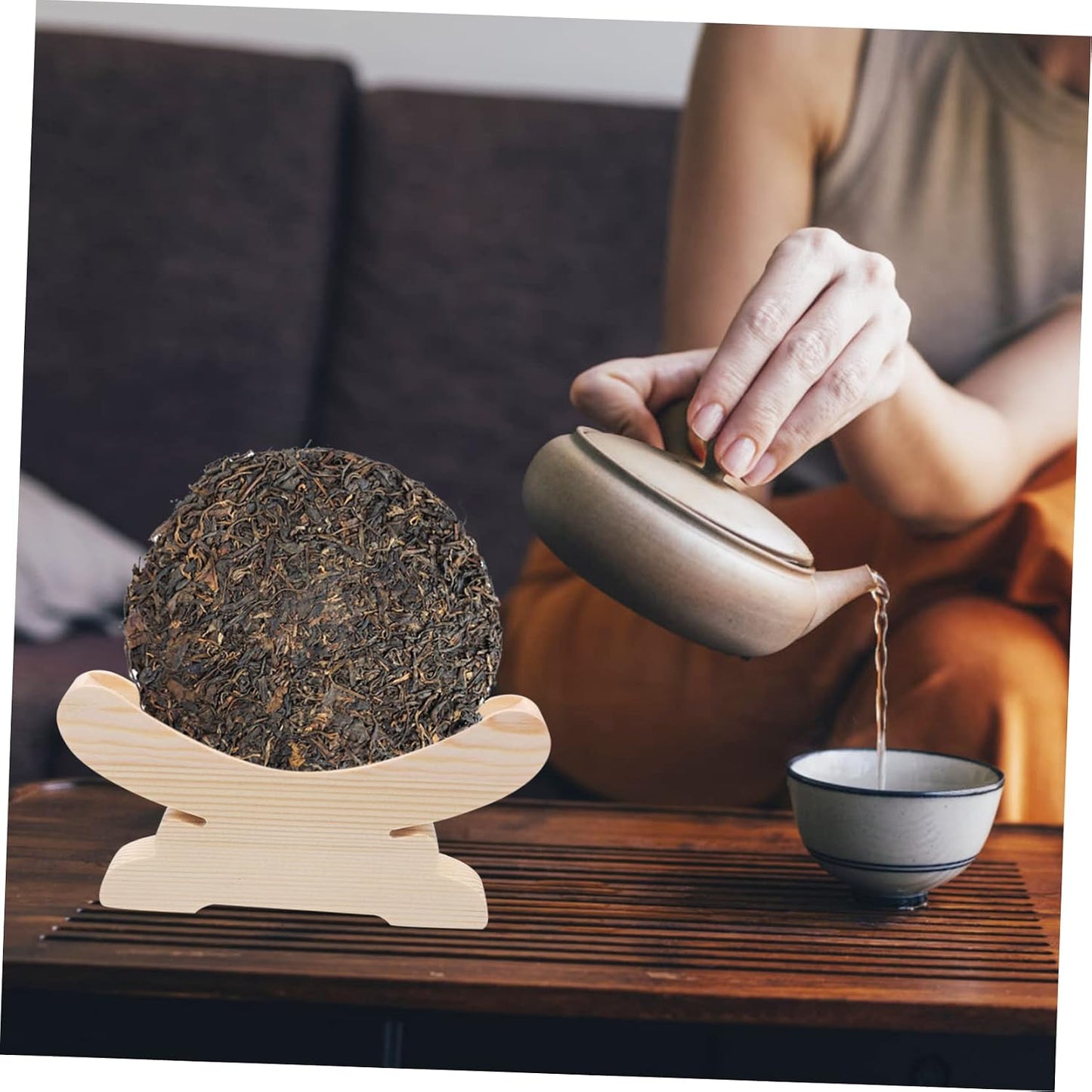 Anneome Puer Tea Cake Stand Wood Folding Easel Puer Tea Shelf Pu Tea Cake Shelf Wood Tea Shelf Wedding Easel Tea Plate Display Rack Puerh Tea Cake Ripe Tablet Stand Pu'er Tea Wooden
