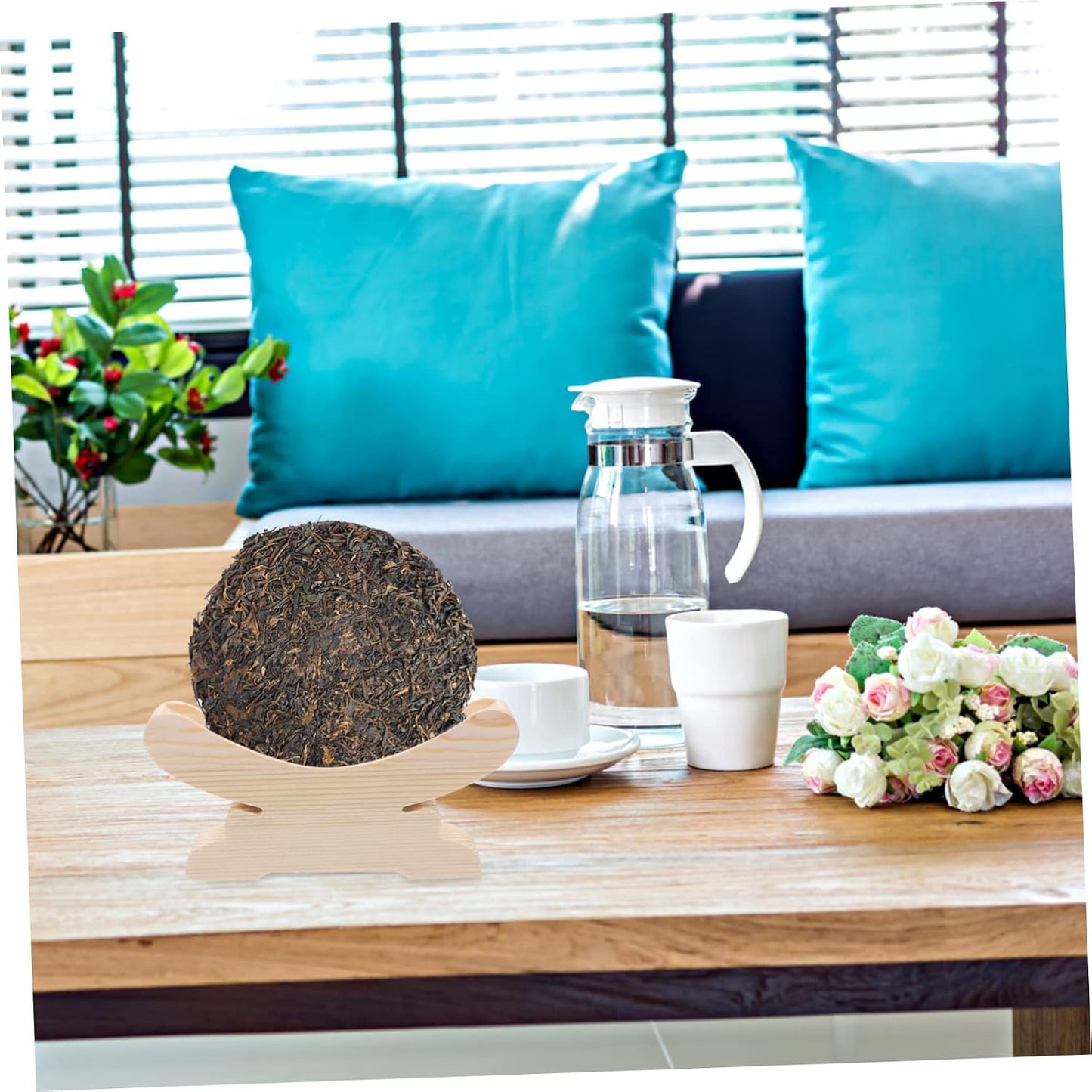 Anneome Puer Tea Cake Stand Wood Folding Easel Puer Tea Shelf Pu Tea Cake Shelf Wood Tea Shelf Wedding Easel Tea Plate Display Rack Puerh Tea Cake Ripe Tablet Stand Pu'er Tea Wooden