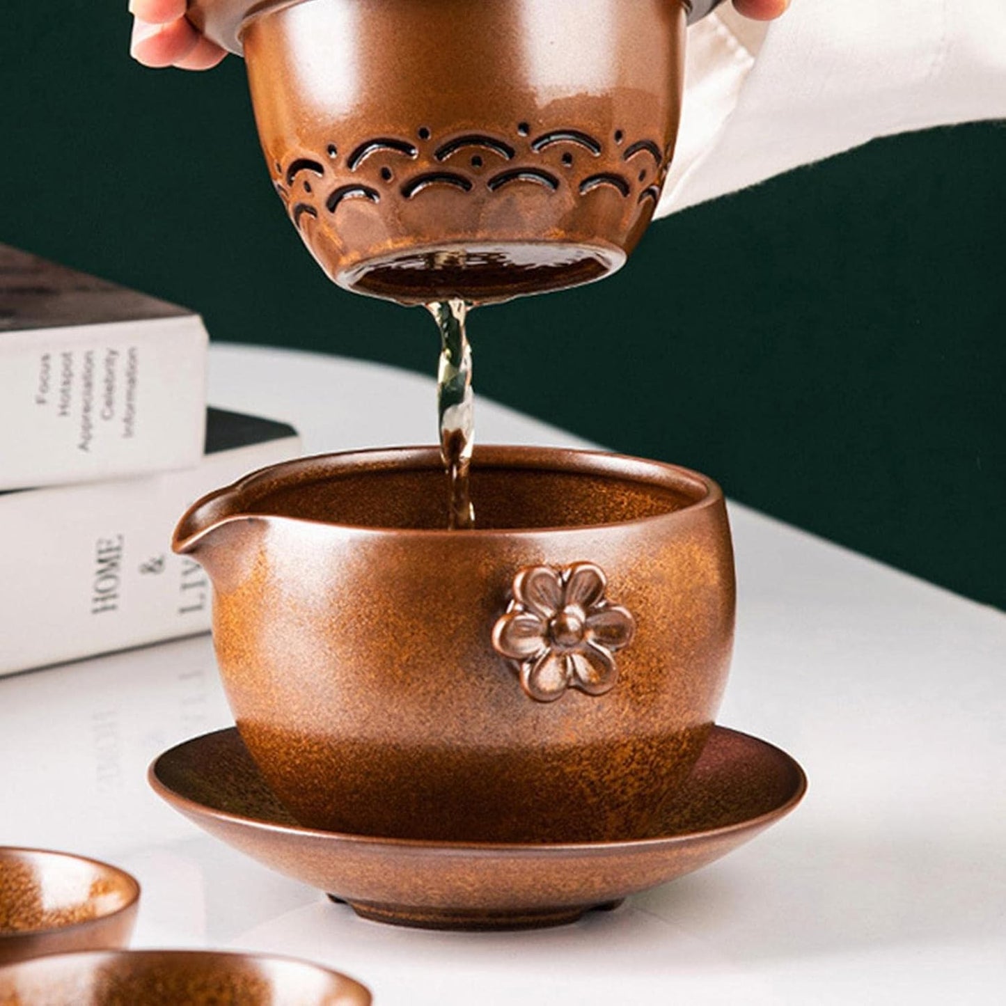 Asian Tea Set, Ceramic Teapot Set, Elegant Smoothly Polished Coffee Tea Pot Set With Eagle Beak Design, Japanese Tea Set, Anti Scald Decorative Tea Pots, Japanese Teapots For Tea Parties Ofice Daily