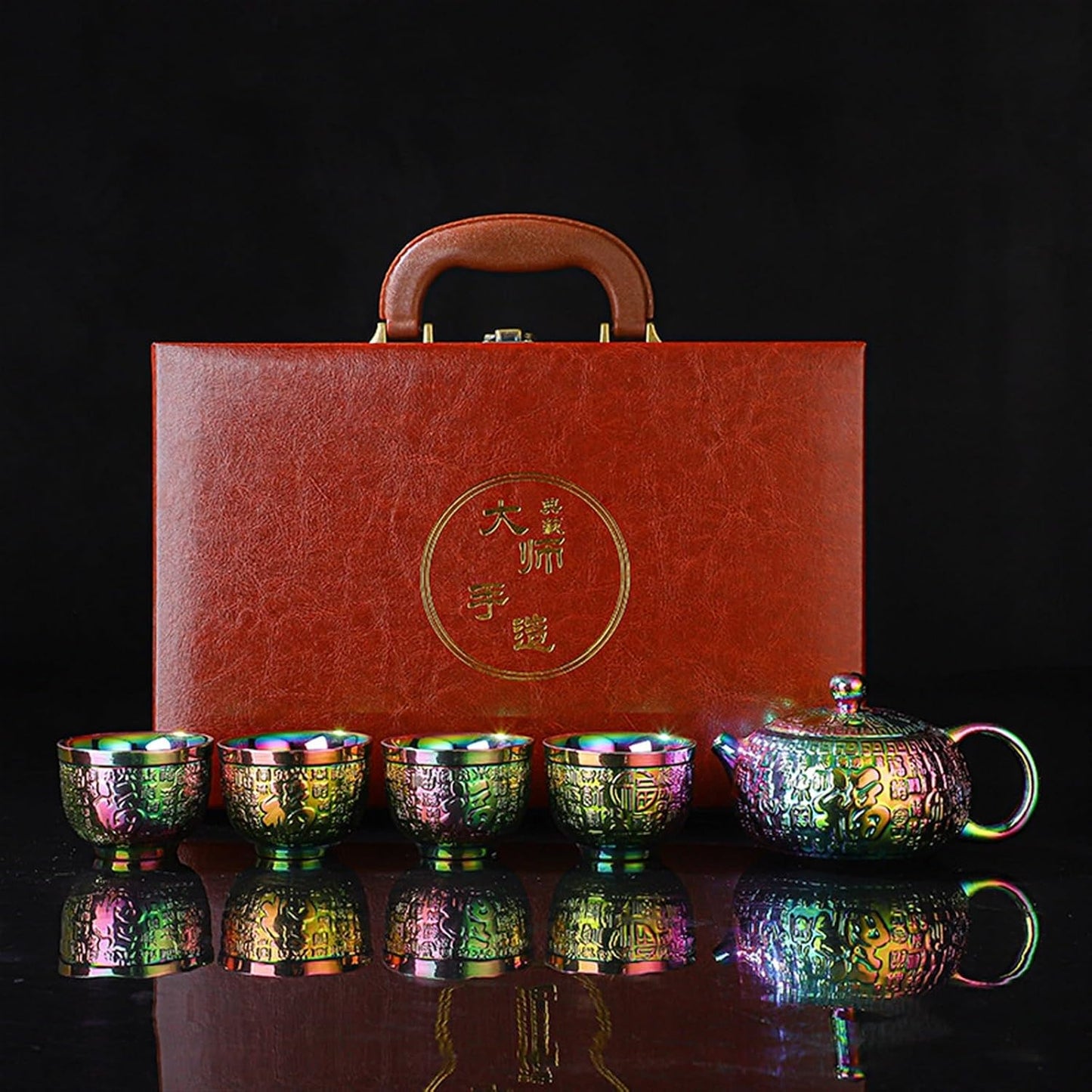 Chinese/Japanese Tea Set 24k Gold-plated Kung Fu Teaset Chinese Travel Tea Sets Luxury Bone China Tea Pot Teacup Tea Accessories Gift Box Packaging Portable Teapot Set Tea Gift set (Size : Gift box p