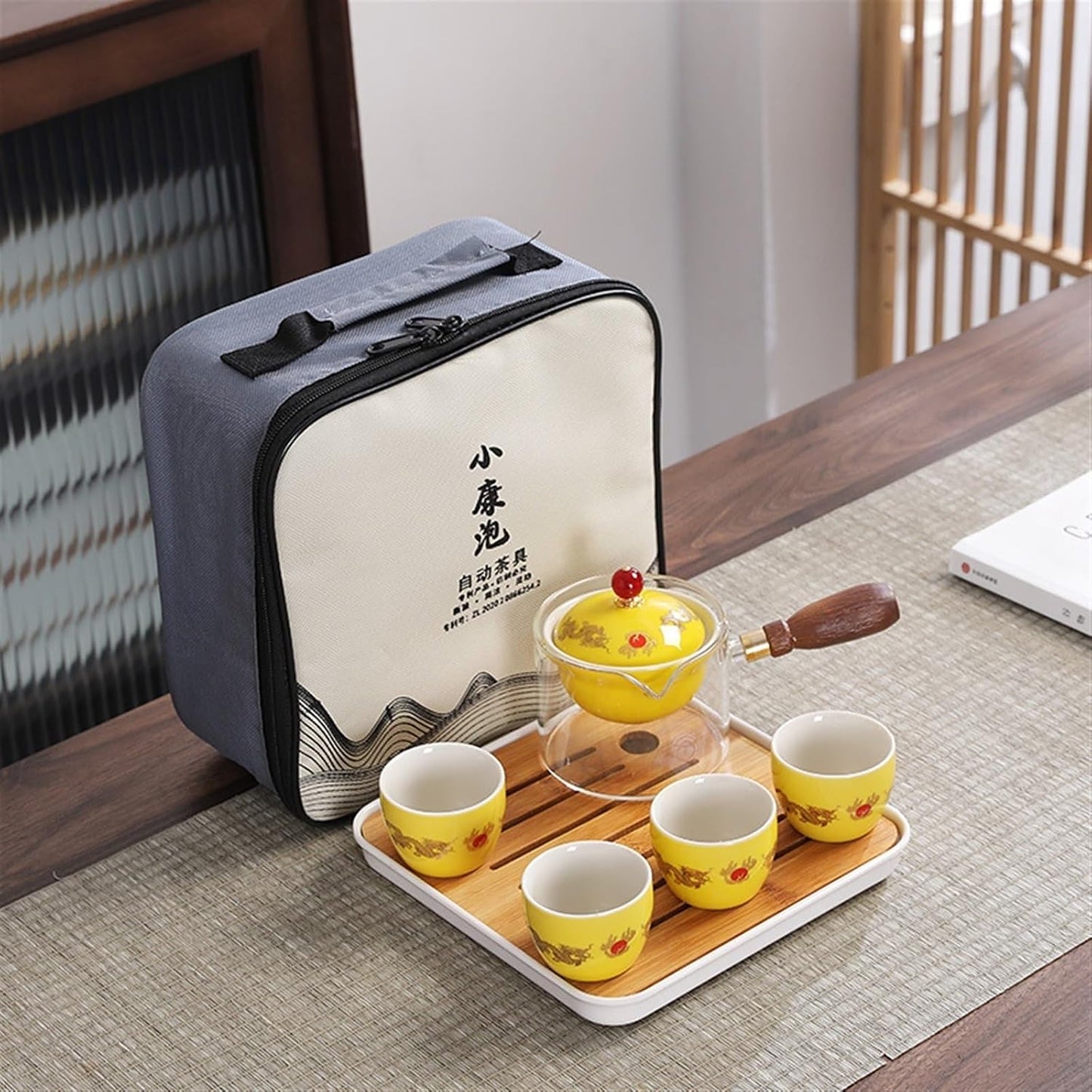 Chinese/Japanese Tea Set Portable Glass Ceramic Chinese Kung Fu Tea set Travel Tea Set Teaware Sets Teapot For Tea Teapot Tea Cup Set Tea Maker Infuser Portable Teapot Set Tea Gift set (Size : A pot