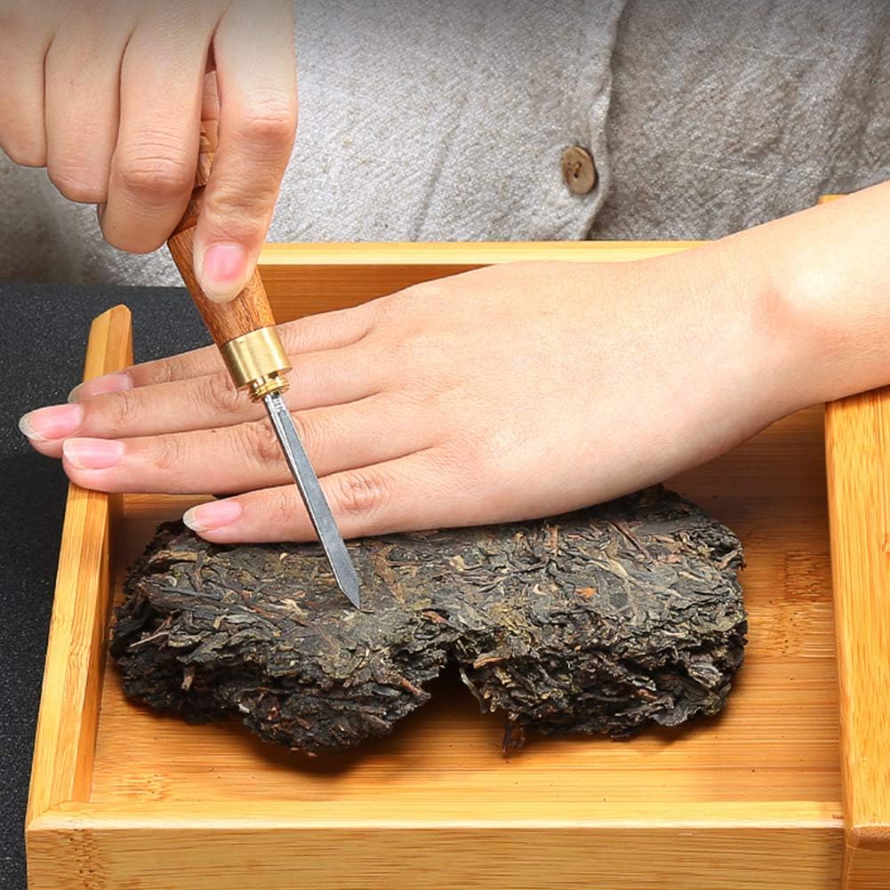 Tea Knife Kungfu Tea Tool Set Needle Tea Cone Puerh Tea Cake,Natural Wood with Stainless Steel (Paorosa)