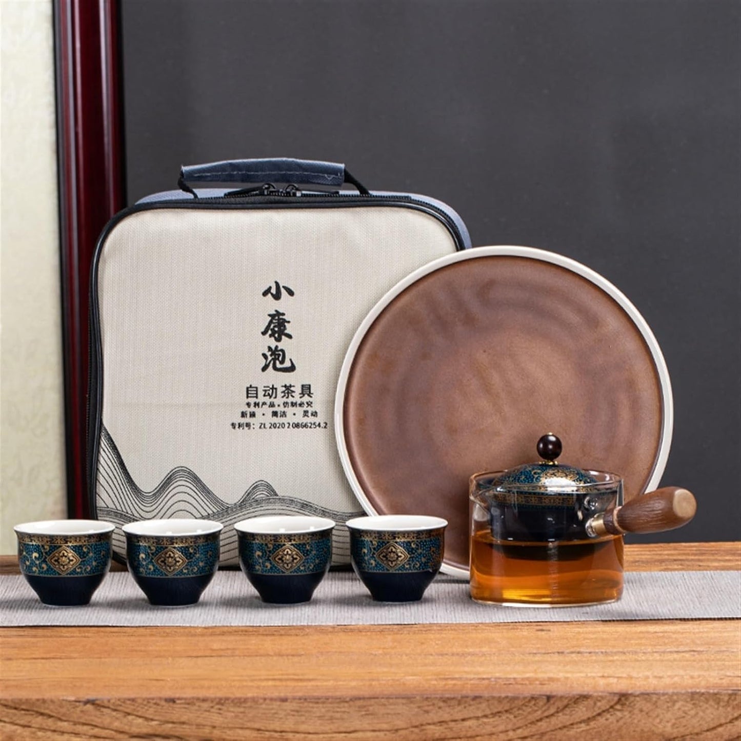 Chinese/Japanese Tea Set Portable Glass Ceramic Chinese Kung Fu Tea set Travel Tea Set Teaware Sets Teapot For Tea Teapot Tea Cup Set Tea Maker Infuser Portable Teapot Set Tea Gift set (Size : A pot