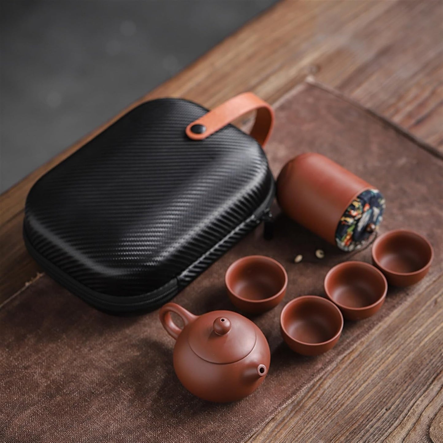 Chinese/Japanese Tea Set Purple Sand Tea Cups Ceramic Portable Teapot Set Outdoor Travel Gaiwan Tea Cups of Tea Ceremony Teacup Fine Gift Kung Fu Tea Set Portable Teapot Set Tea Gift set (Size : B)