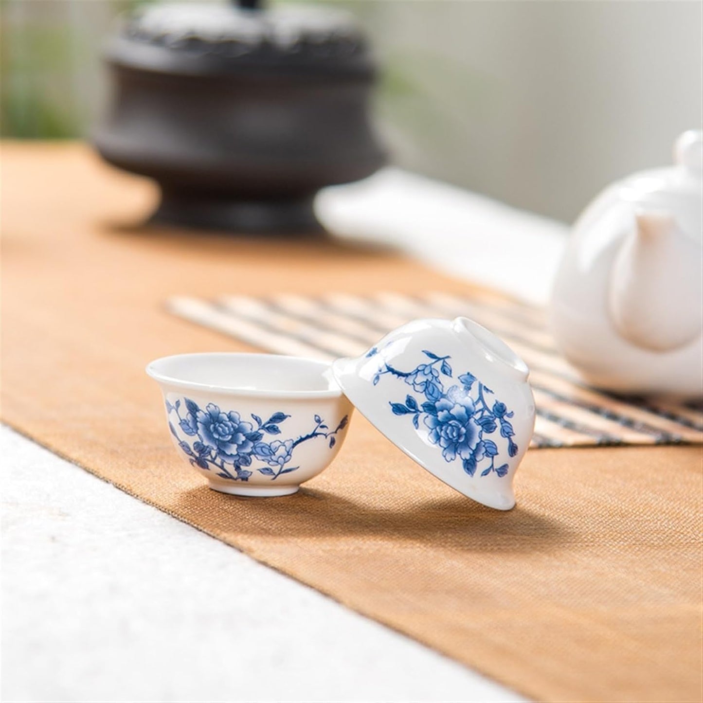 HMLTD Chinese/Japanese Tea Set Chinese Tea Cup white porcelain Teacup Set Teapot Drinkware Ceramic China Kung Fu Tea Set Ceramic cup Chinese gift Portable Teapot Set Tea Gift set (Size : Large)