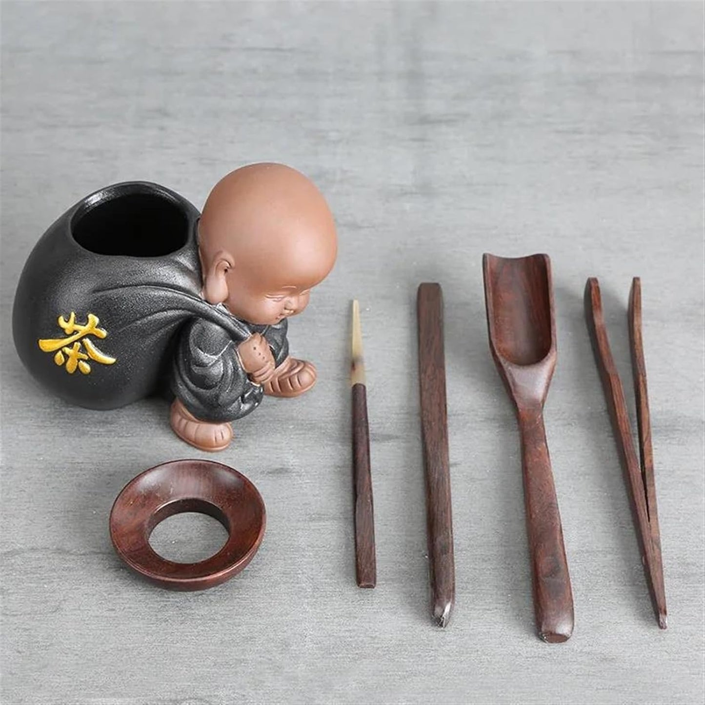 Afternoon Tea Set Zen Tea Zisha Little Monk Tea Ceremony Six Gentlemen Ebony Wood Bamboo Set Tea Set Accessories Tea Set For Adults