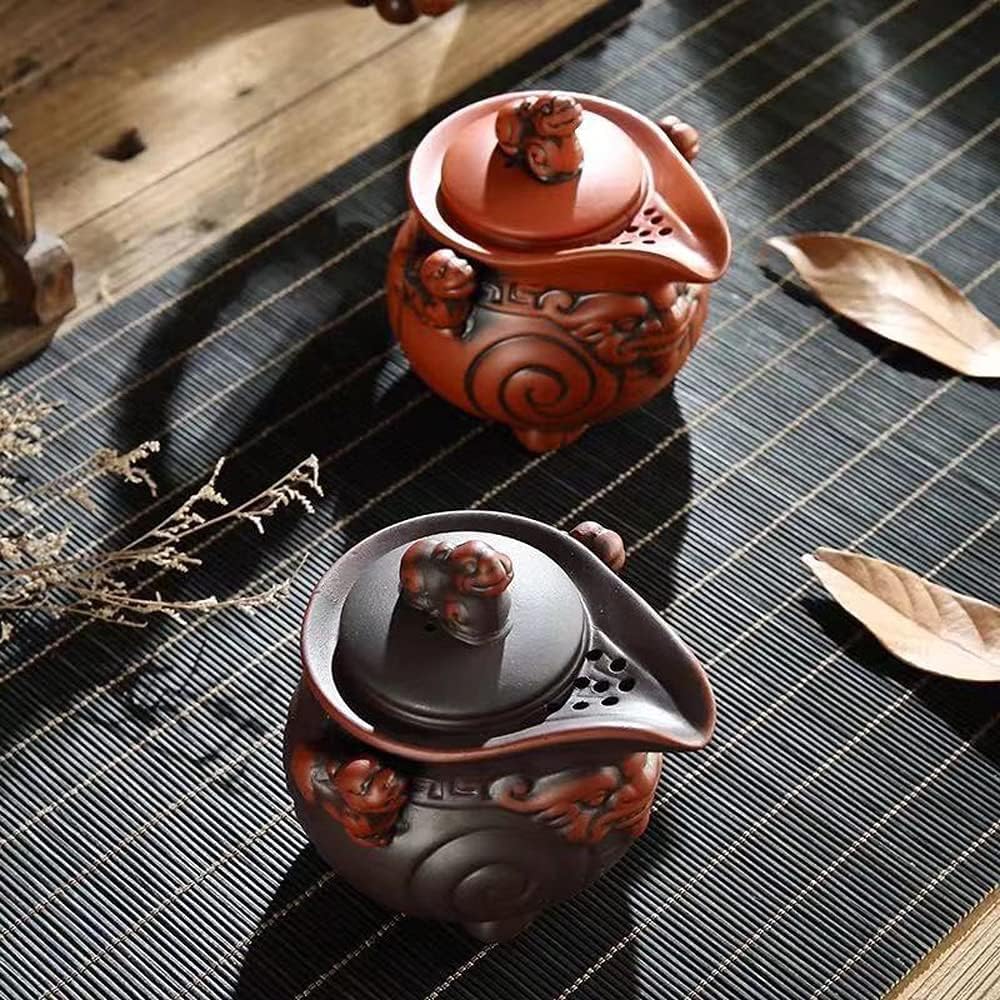 Handmade Ceramic Teapot Set, Zisha Kungfu Porcelain Teapot, Purple Clay Tea Sets, Tea for one