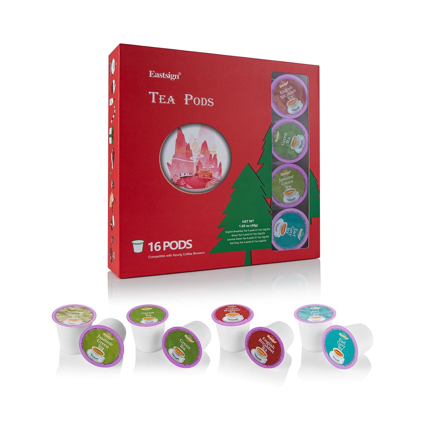 Eastsign Instant Tea Powder, 20 Count, Instant Hot/Iced Tea 5 Flavor Variety, Jasmine Green Tea, Longjing Tea, Oolong Tea, Keemun Black Tea, Puer Tea, Gifts for Christmas