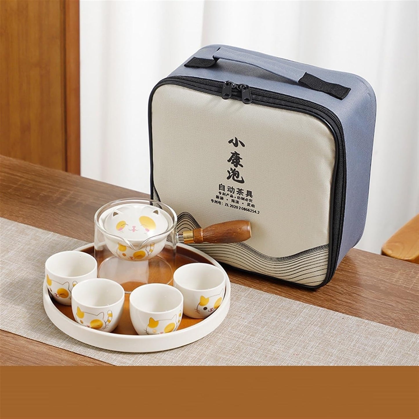 Chinese/Japanese Tea Set Portable Glass Ceramic Chinese Kung Fu Tea set Travel Tea Set Teaware Sets Teapot For Tea Teapot Tea Cup Set Tea Maker Infuser Portable Teapot Set Tea Gift set (Size : A pot