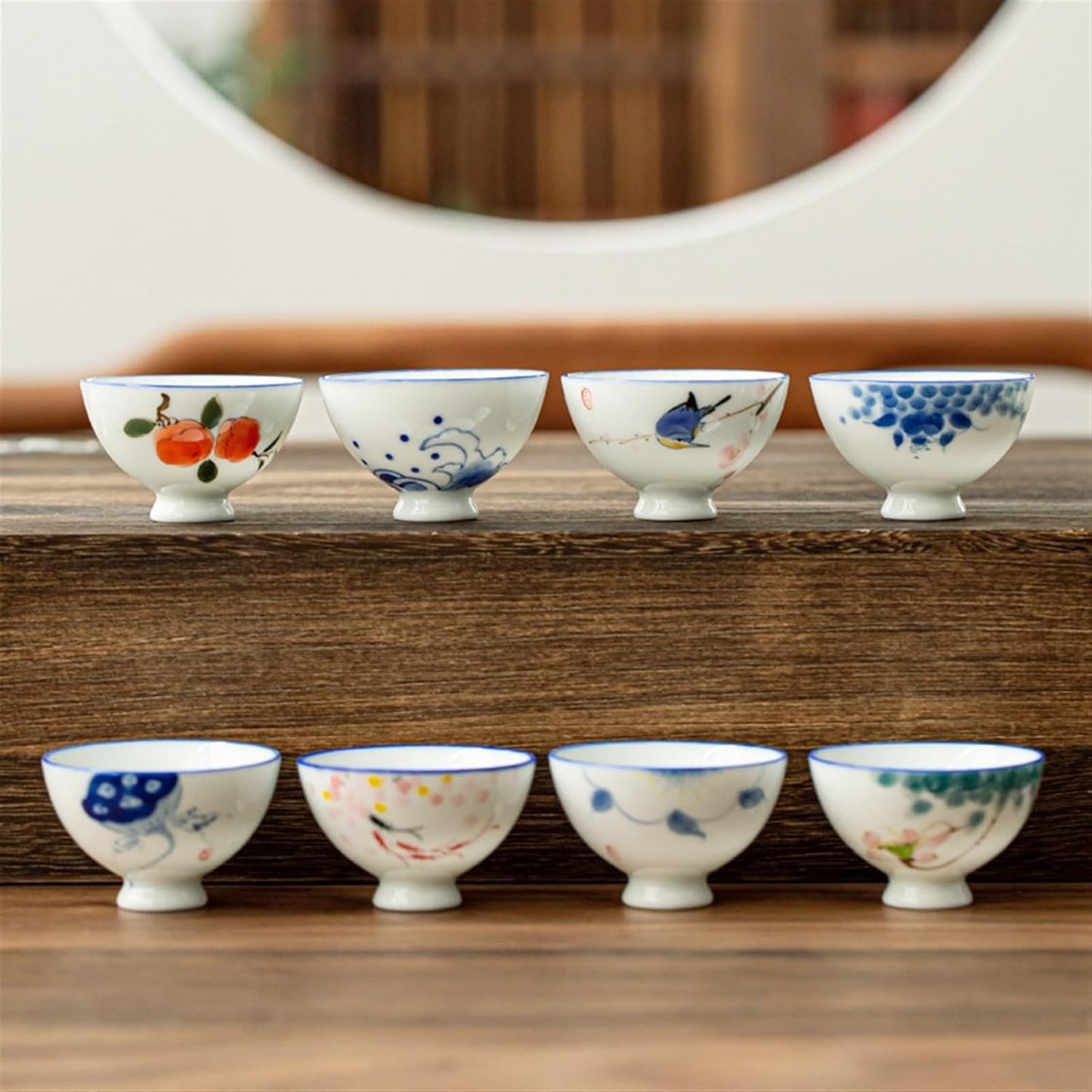 HMLTD Chinese/Japanese Tea Set Hand-Painted Ceramic Tea Cup White Ceramic Tea Cup Kung Fu Tea Cups Traditional Chinese Elegance Portable Teapot Set Tea Gift set (Size : D)