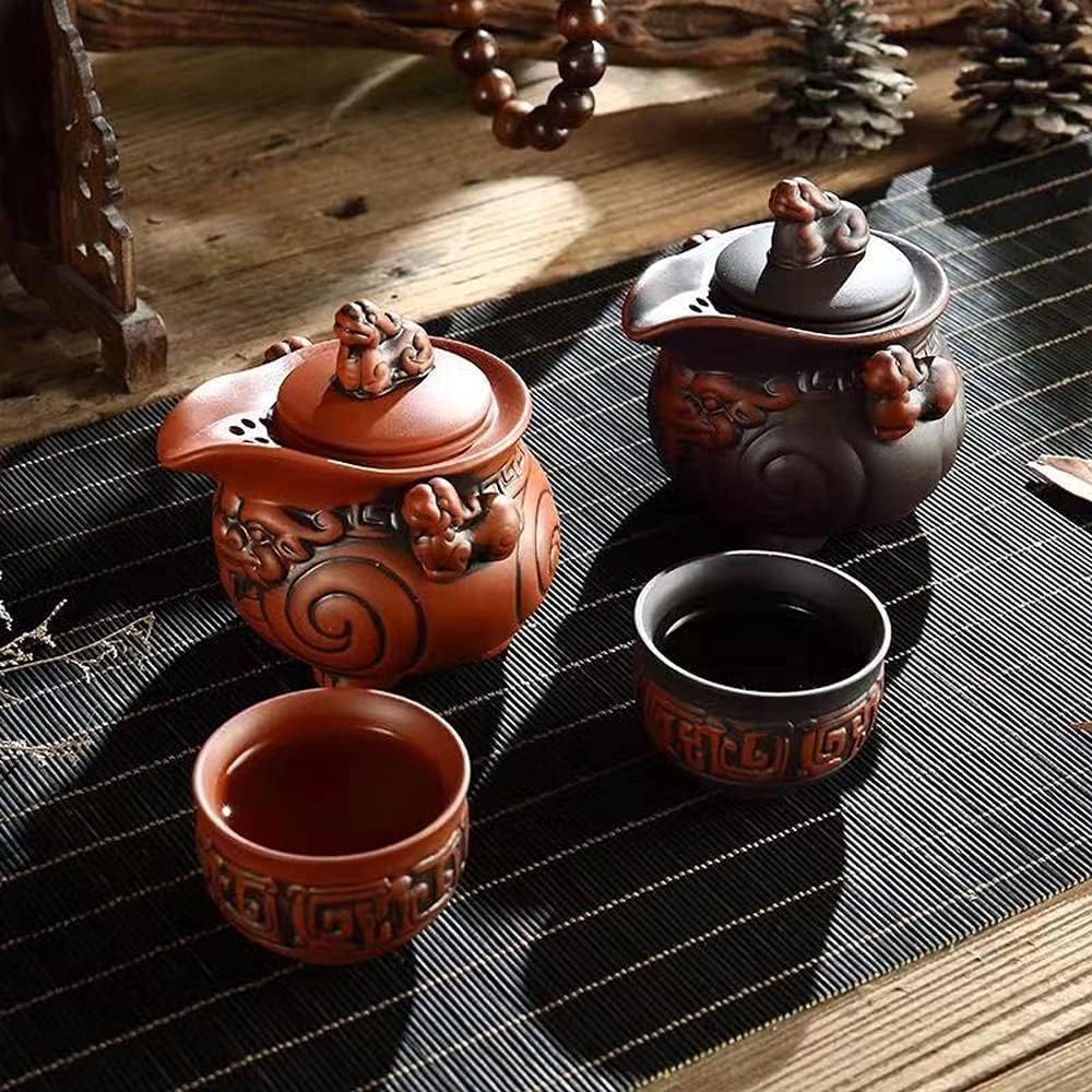 Handmade Ceramic Teapot Set, Zisha Kungfu Porcelain Teapot, Purple Clay Tea Sets, Tea for one